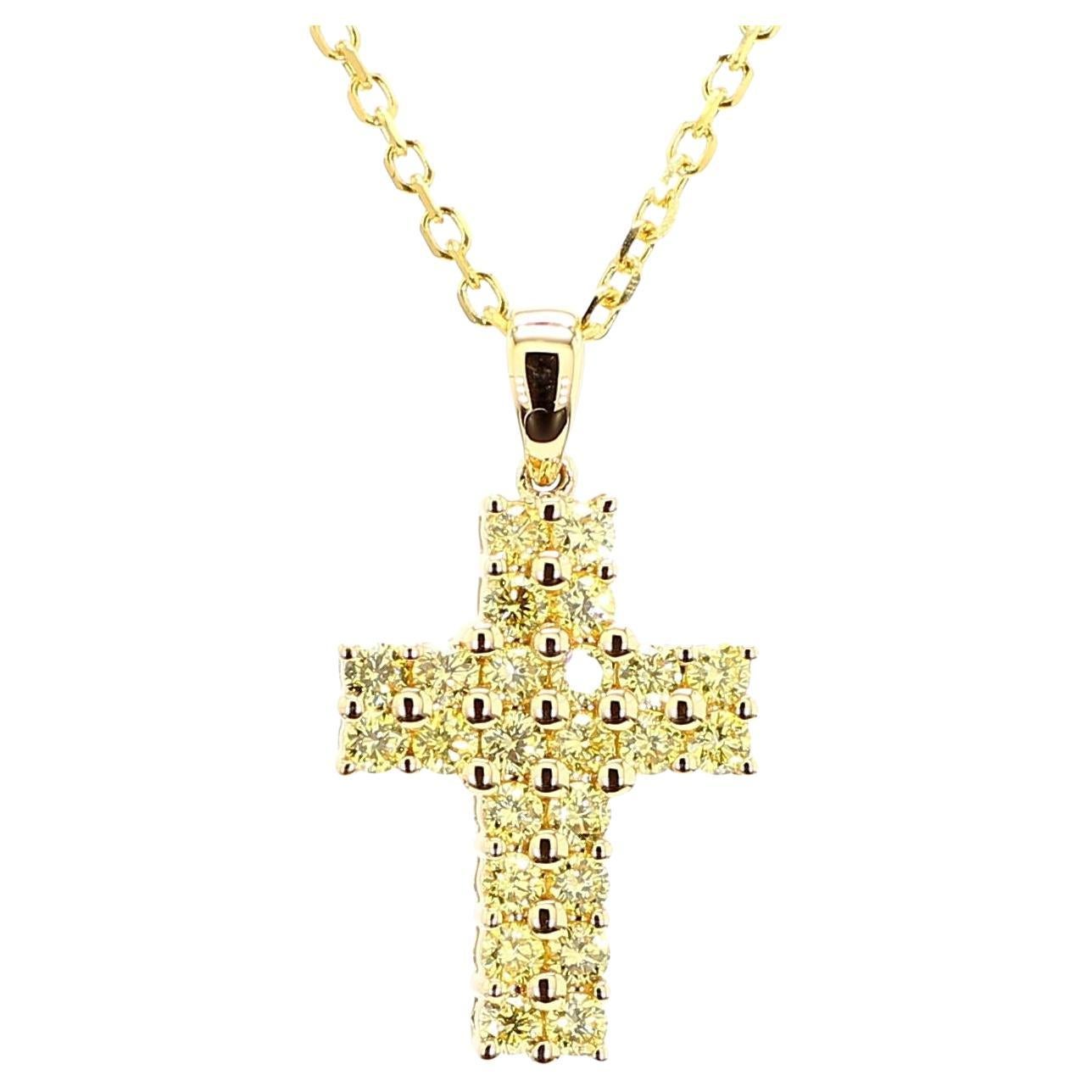 Colgante de gota de oro con diamante redondo amarillo natural de 62 quilates TW