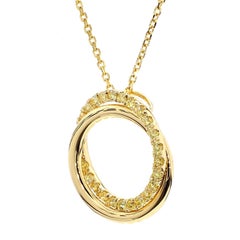 Natural Yellow Round Diamond .65 Carat TW Gold Drop Pendant