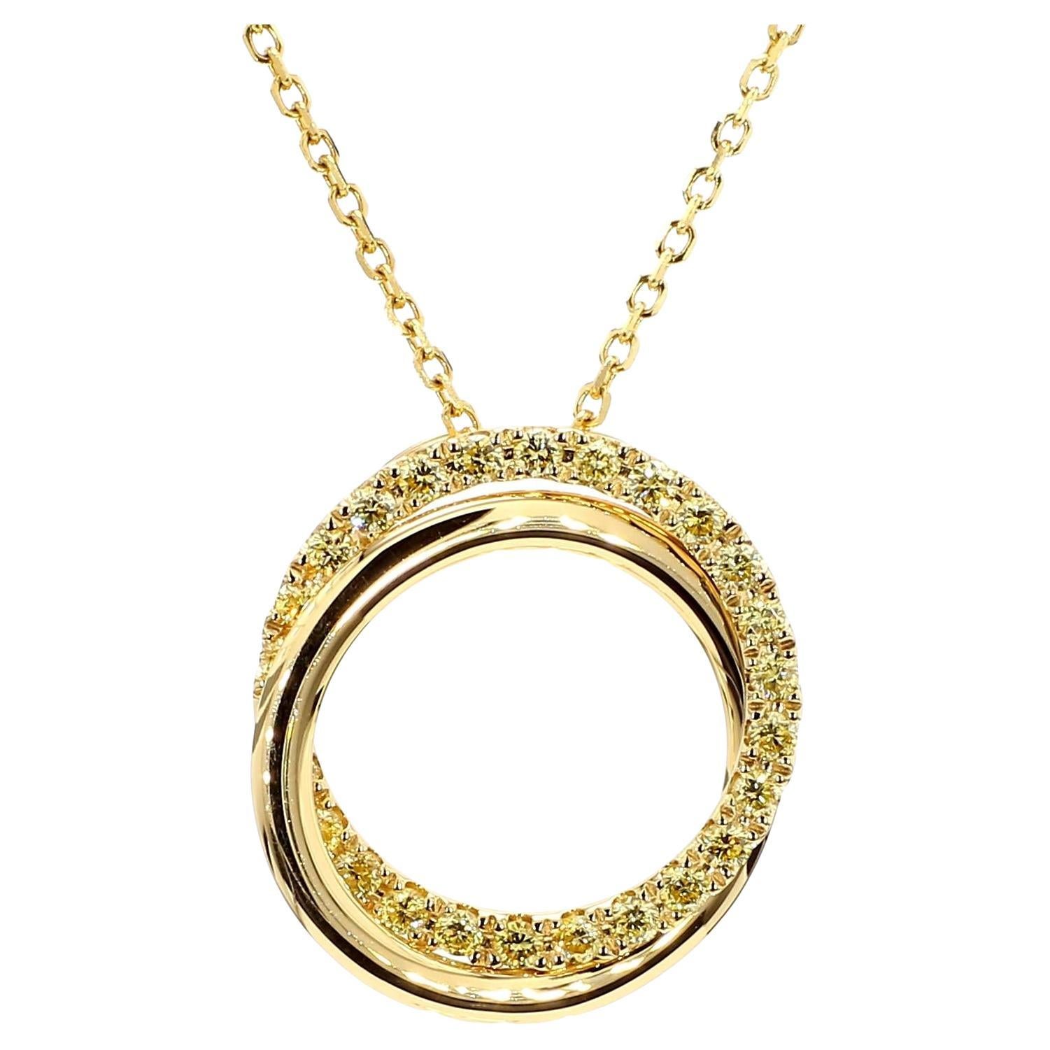 Colgante de gota de oro con diamante redondo amarillo natural de 65 quilates TW en venta