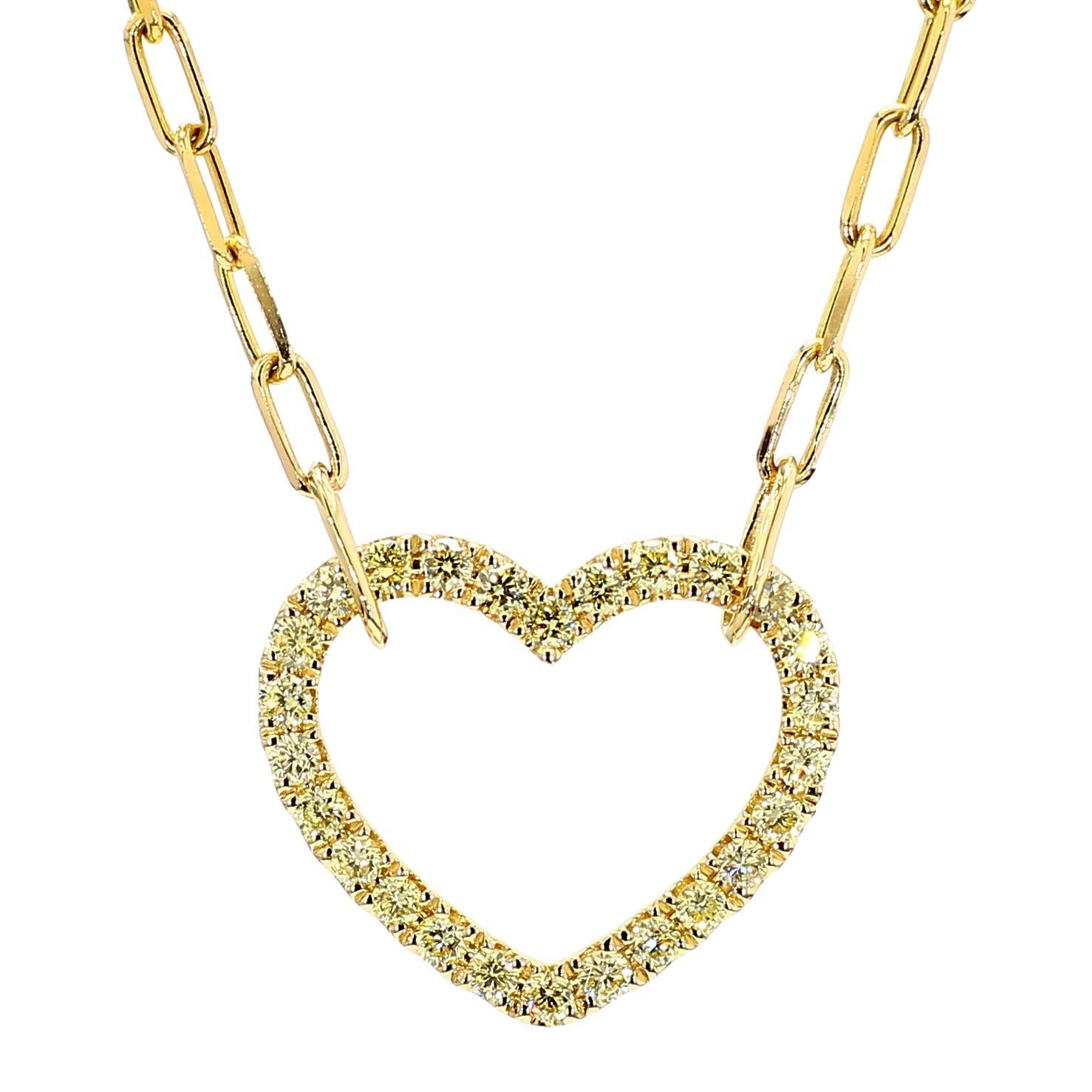 Contemporain Pendentif en or avec diamant rond de couleur naturelle jaune de 67 carat TW en vente