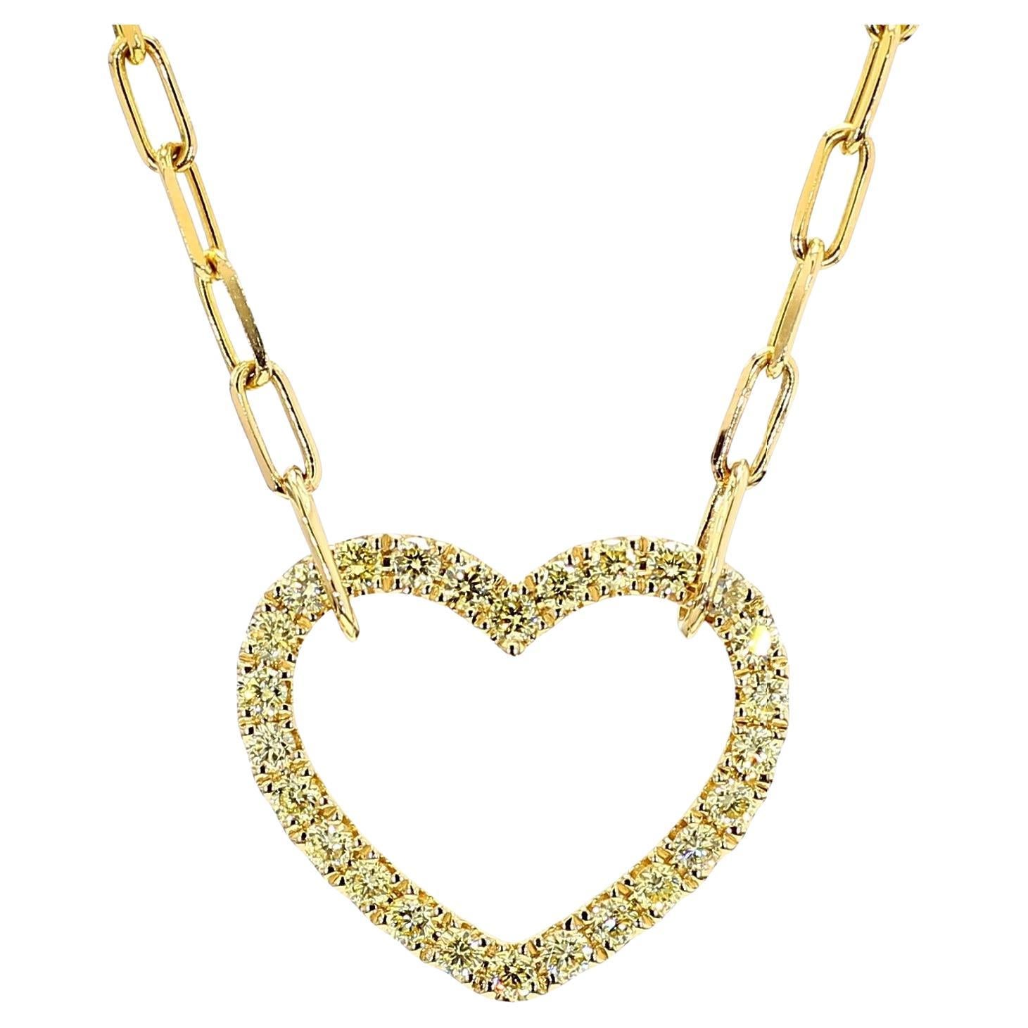 Pendentif en or avec diamant rond de couleur naturelle jaune de 67 carat TW