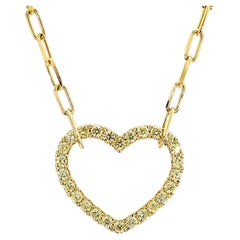 Natural Yellow Round Diamond .67 Carat TW Gold Drop Pendant