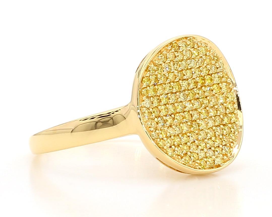 Taille ronde Bague de cocktail en or jaune avec diamant rond naturel de 0,67 carat TW en vente