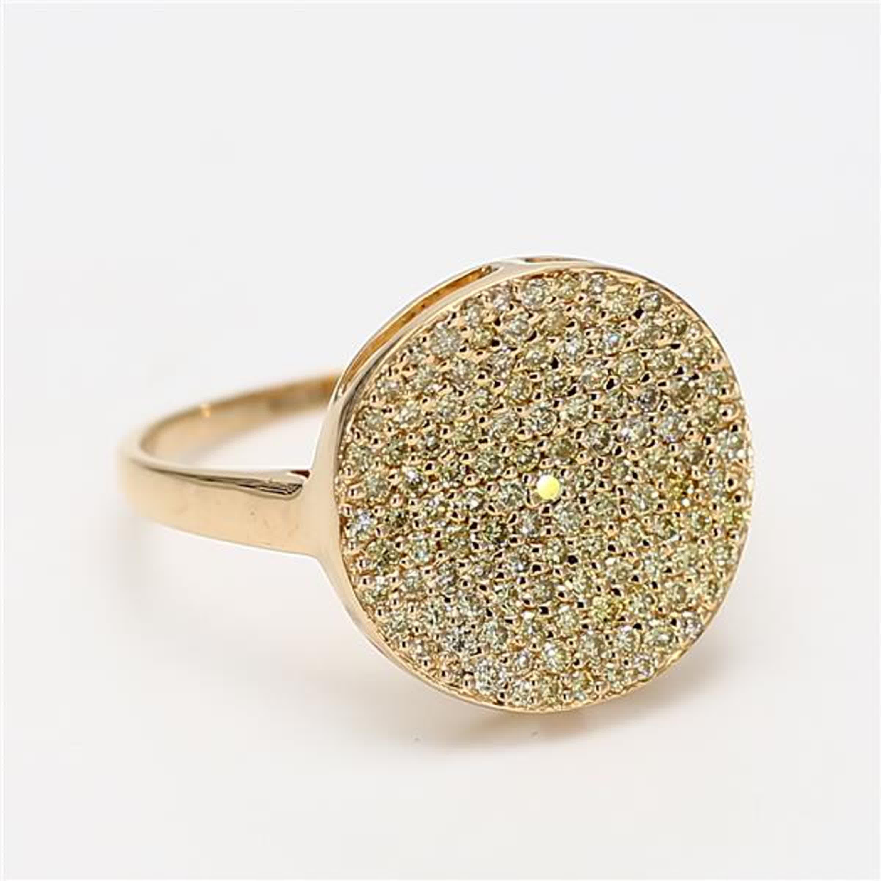 Women's Natural Yellow Round Diamond .67 Carat TW Yellow Gold Cocktail Ring For Sale