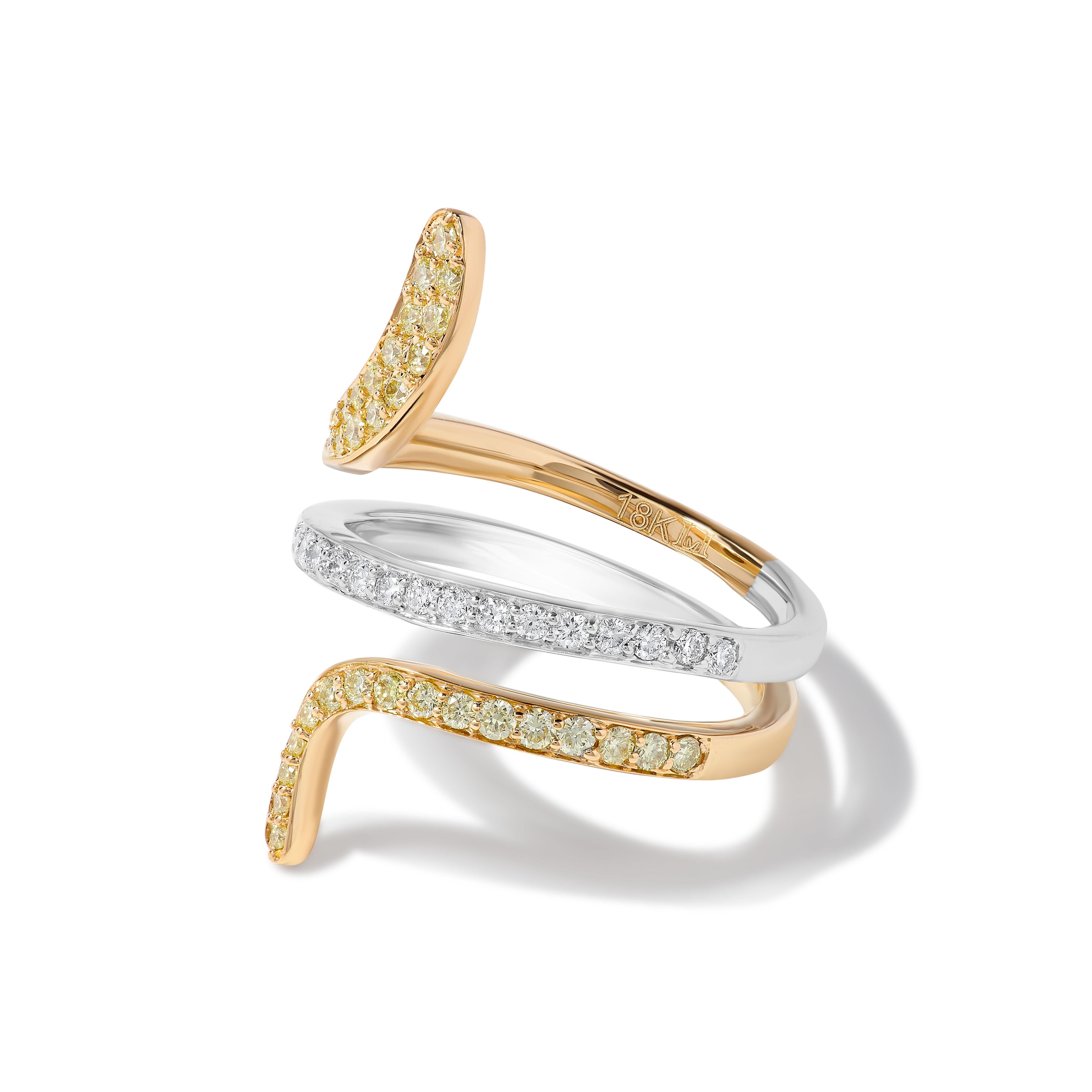 Contemporary Natural Yellow Round Diamond .68 Carat TW Gold Band For Sale