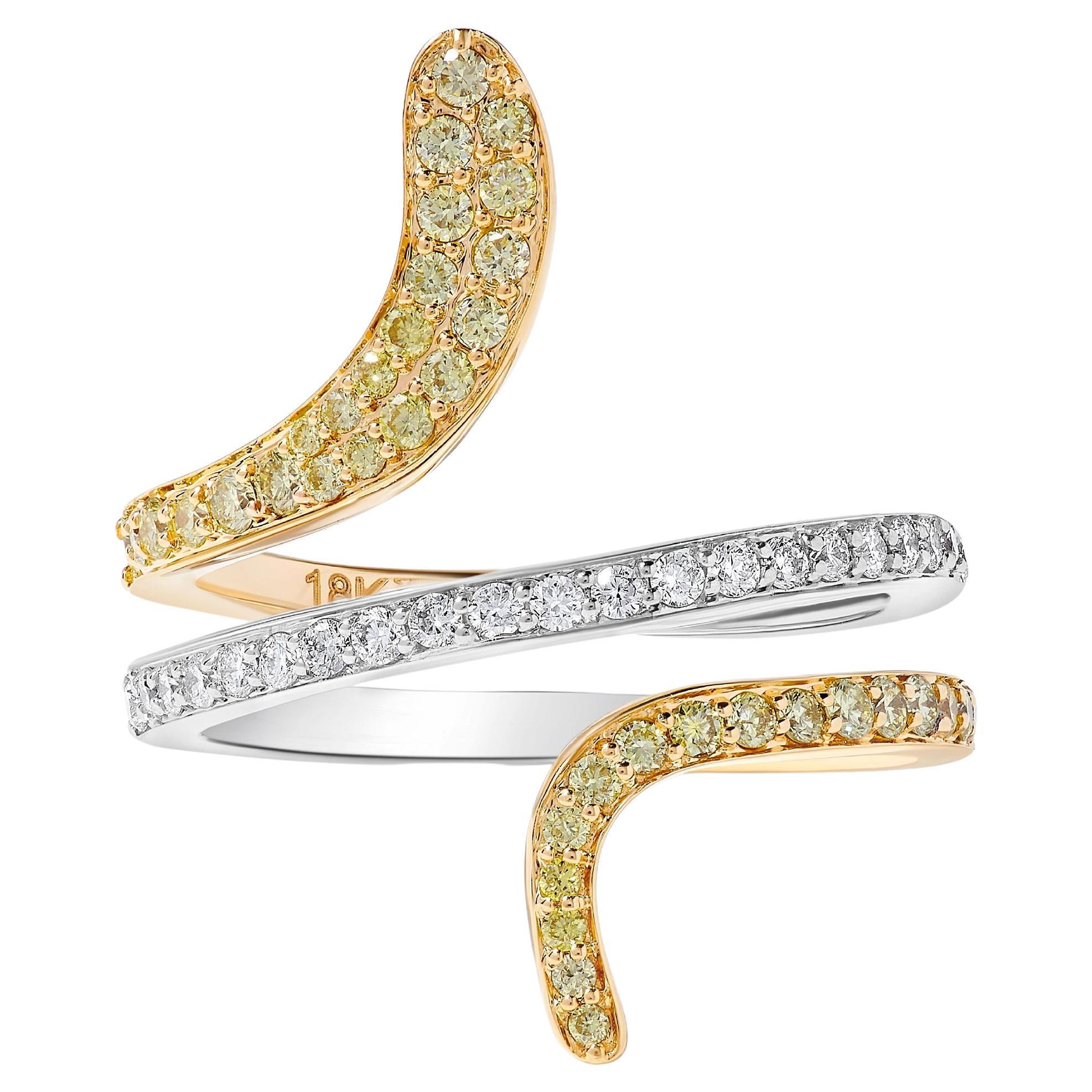 Natural Yellow Round Diamond .68 Carat TW Gold Band