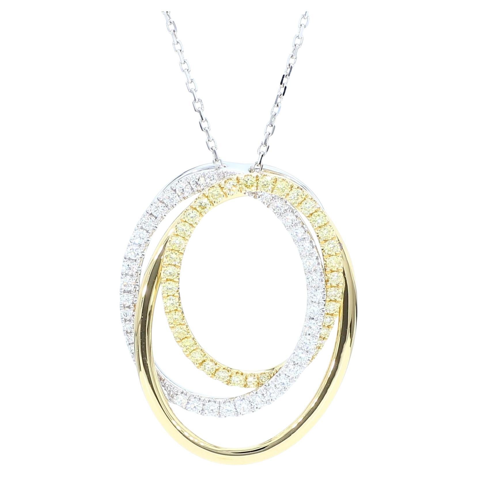 Natural Yellow Round Diamond .70 Carat TW Gold Drop Pendant