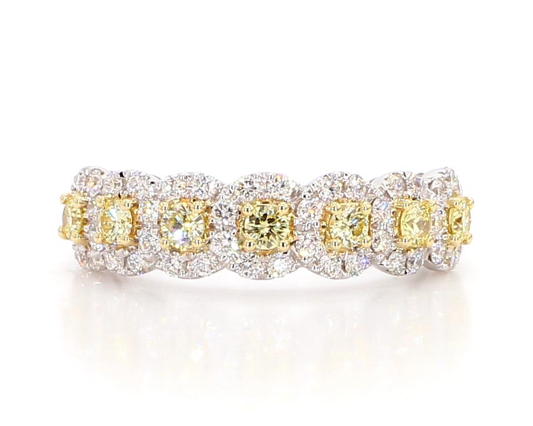 Contemporaneo Fascia nuziale in oro con diamante rotondo giallo naturale da 86 carati TW in vendita