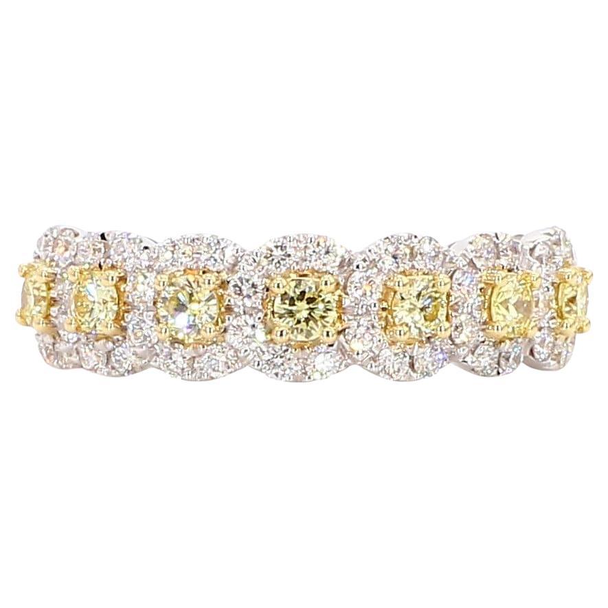 Natural Yellow Round Diamond .86 Carat TW Gold Wedding Band