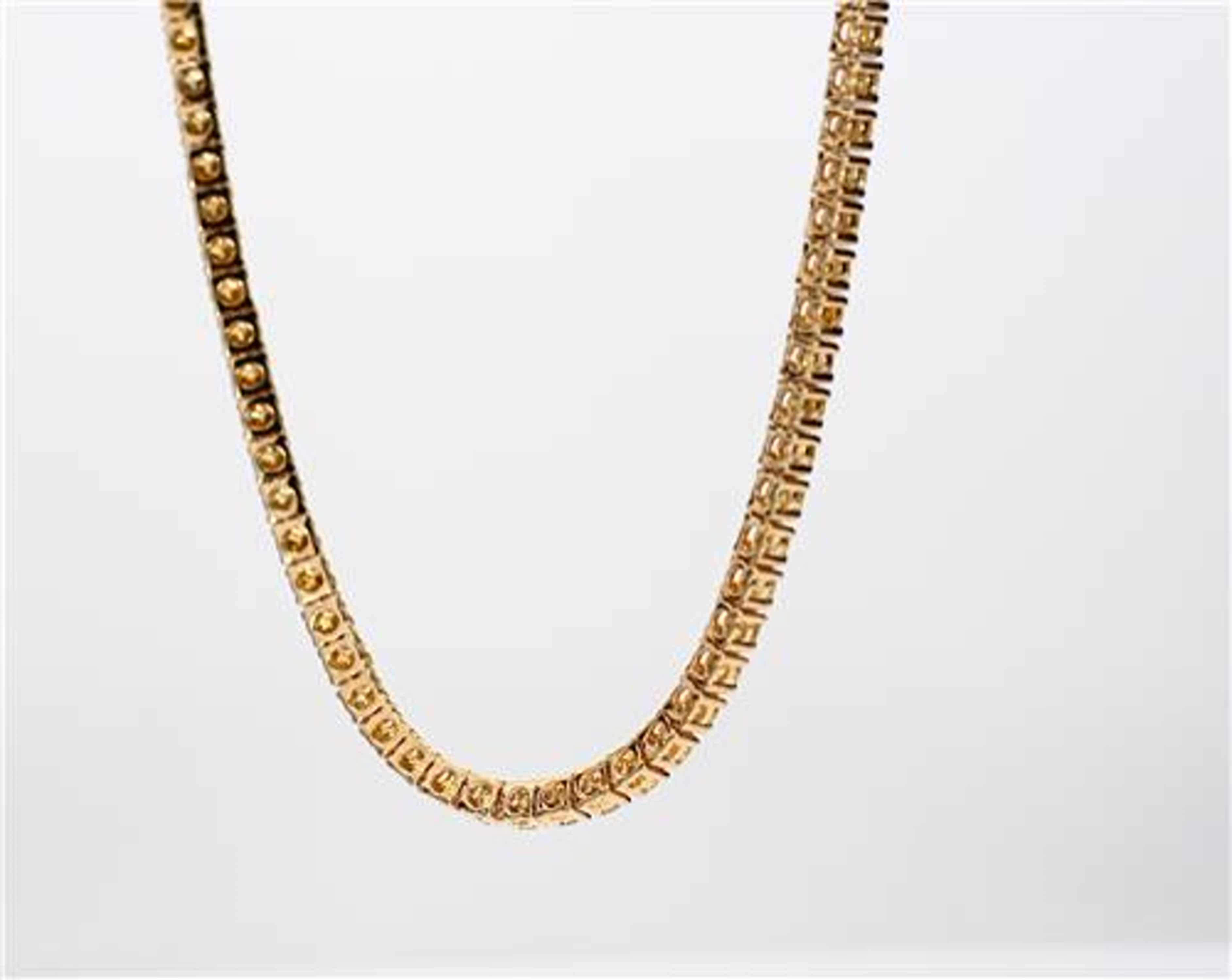 Natural Yellow Round Diamond 9.51 Carat TW Yellow Gold Necklace In New Condition In New York, NY