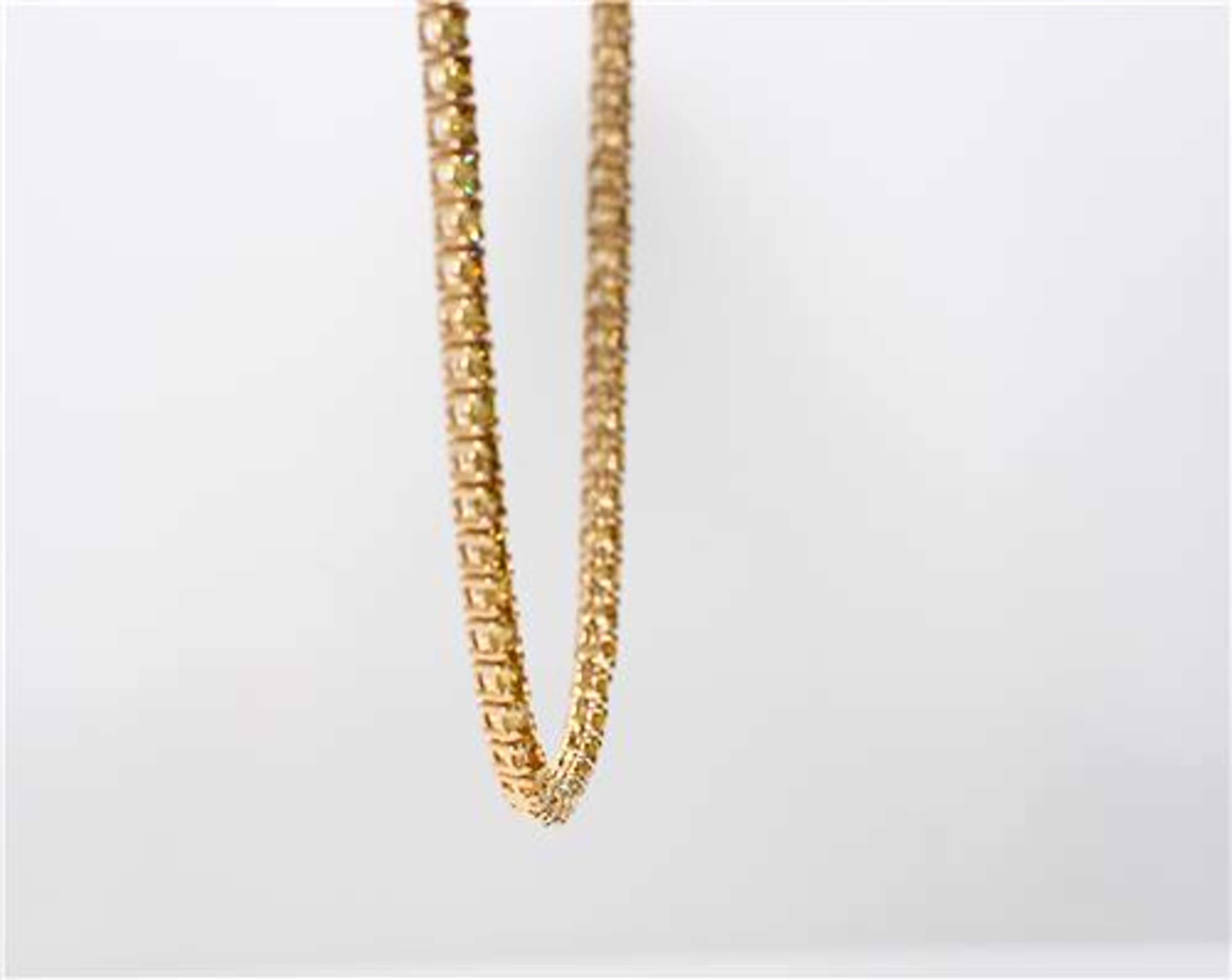 Women's Natural Yellow Round Diamond 9.51 Carat TW Yellow Gold Necklace