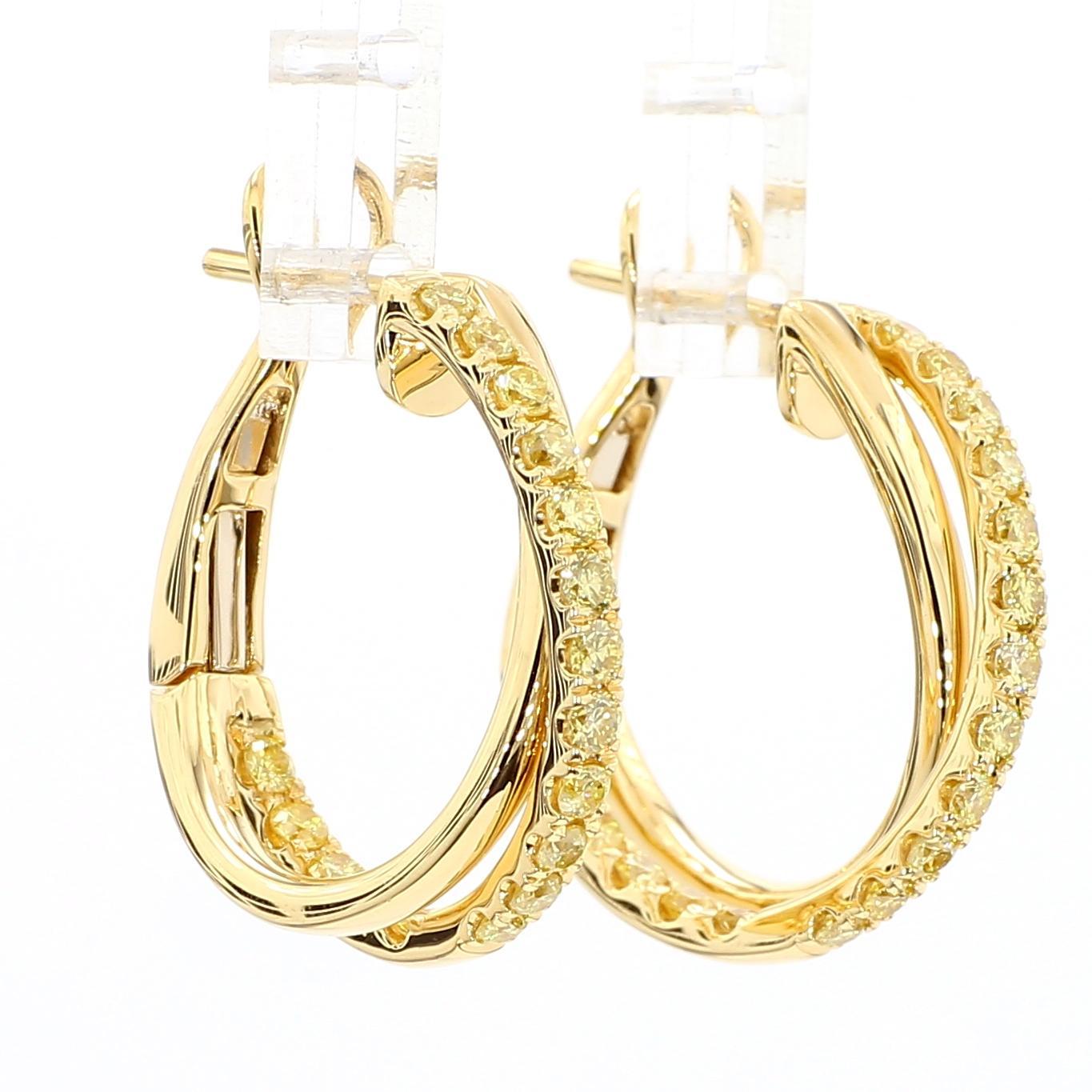 Taille ronde Boucles d'oreilles en or jaune avec diamant rond de 0,96 carat TW en vente