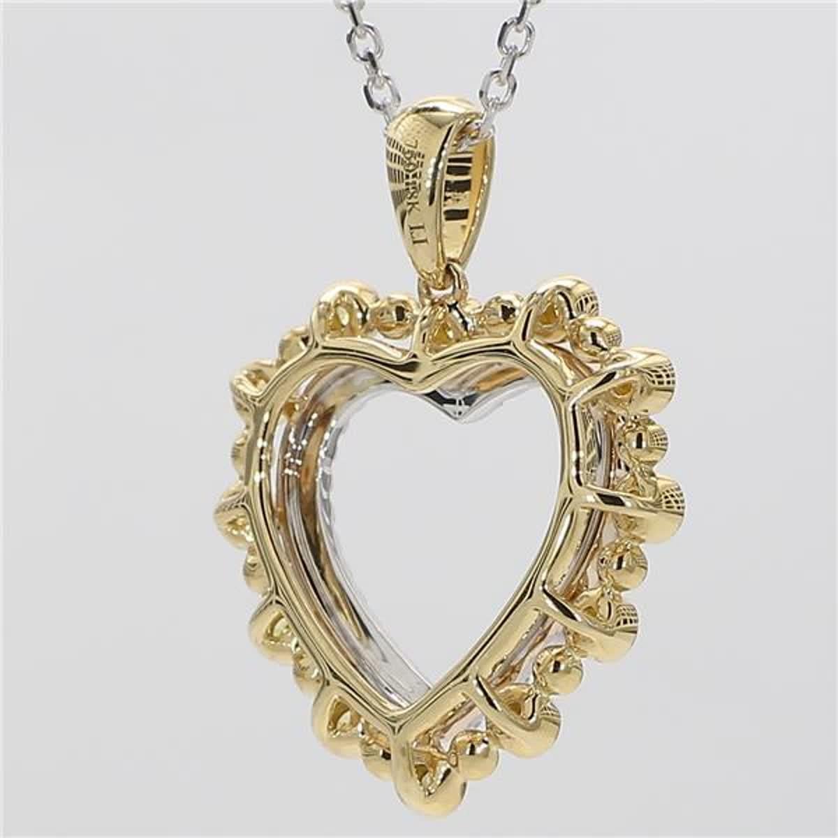 Natural Yellow Round and White Diamond .38 Carat TW Gold Heart Pendant In New Condition For Sale In New York, NY