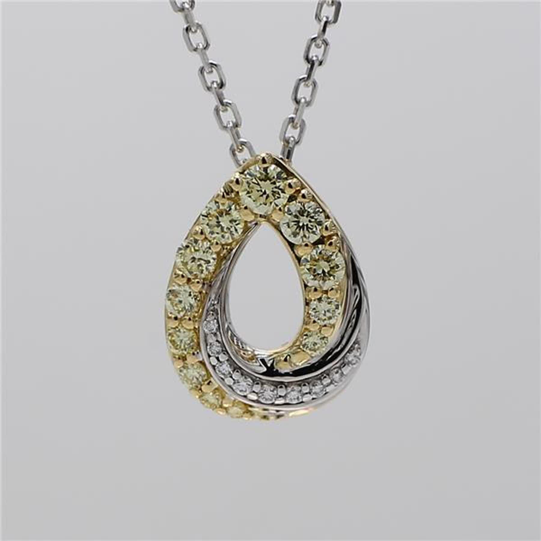RareGemWorld's classic diamond pendant. Mounted in a beautiful 18K Yellow and White Gold setting with natural round yellow diamond melee complimented by natural round white diamond melee. This necklace is guaranteed to impress and enhance your