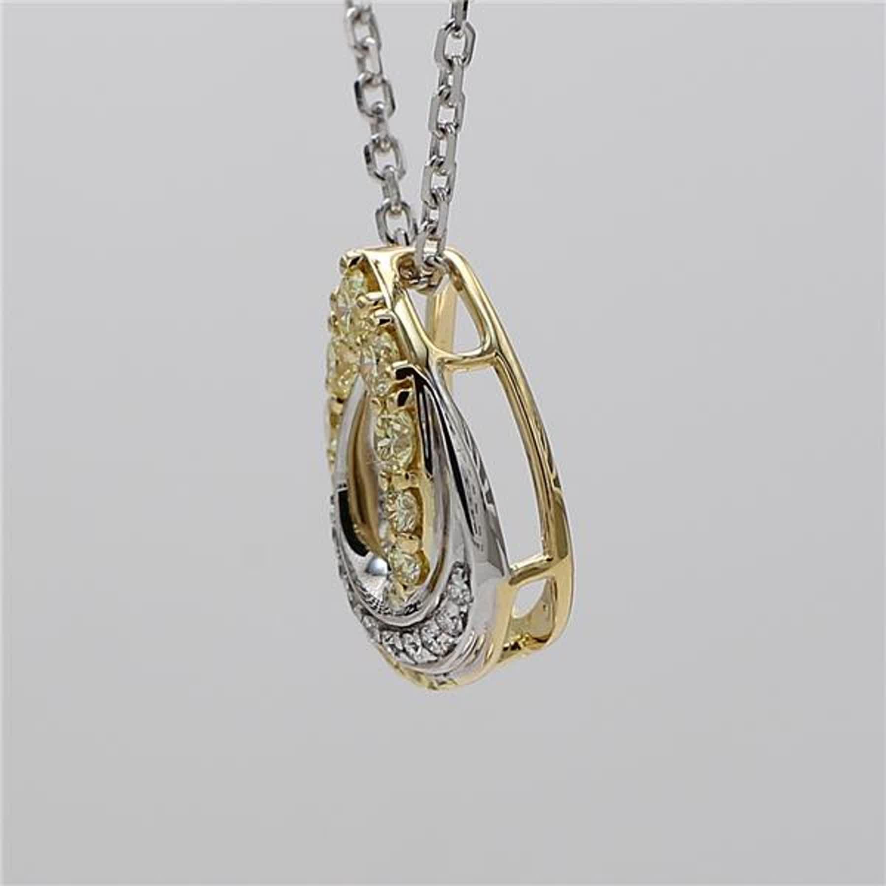 Contemporary Natural Yellow Round and White Diamond .42 Carat TW Gold Drop Pendant
