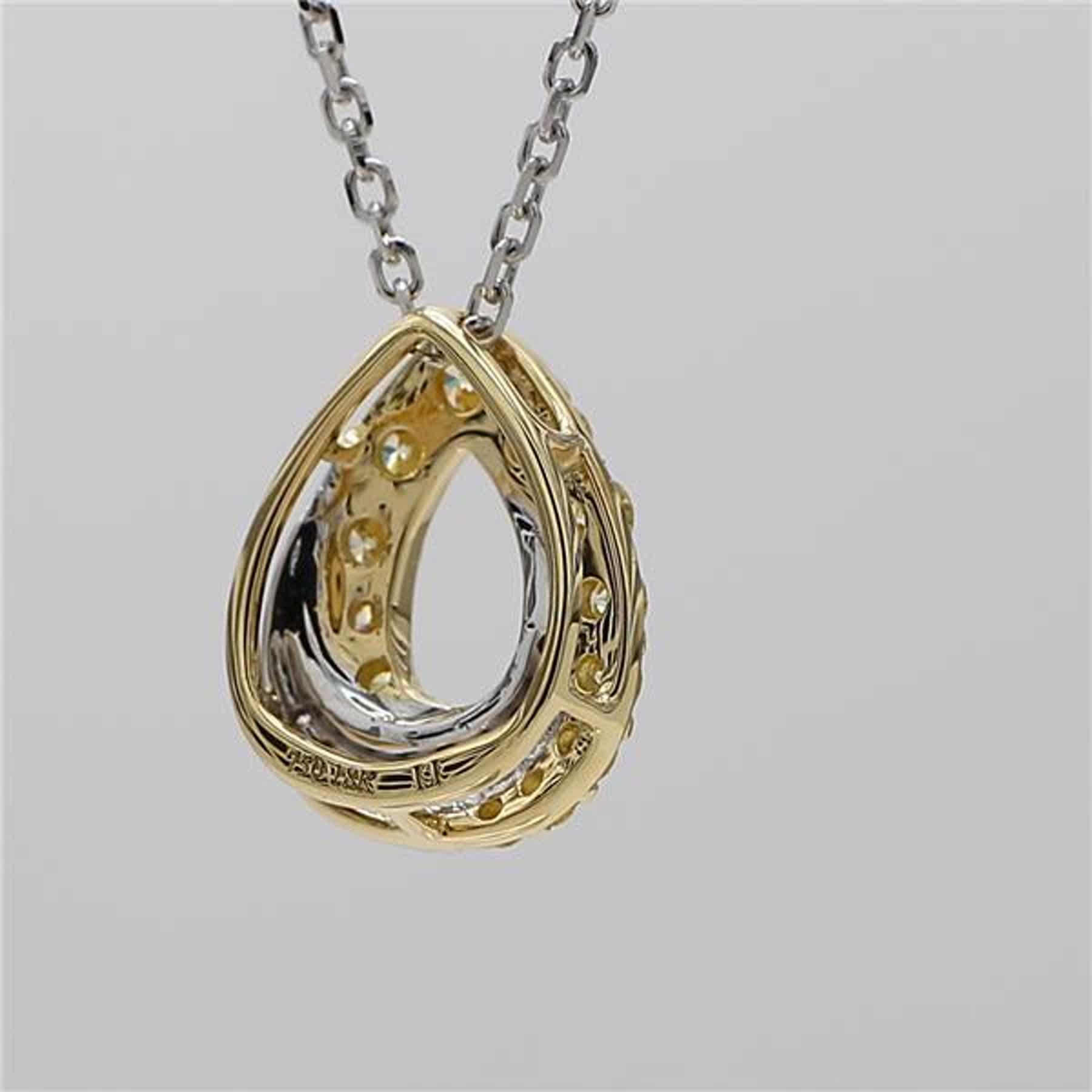 Natural Yellow Round and White Diamond .42 Carat TW Gold Drop Pendant In New Condition In New York, NY