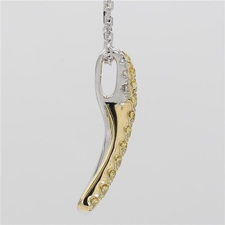 Contemporary Natural Yellow Round and White Diamond .56 Carat TW Gold Drop Pendant For Sale