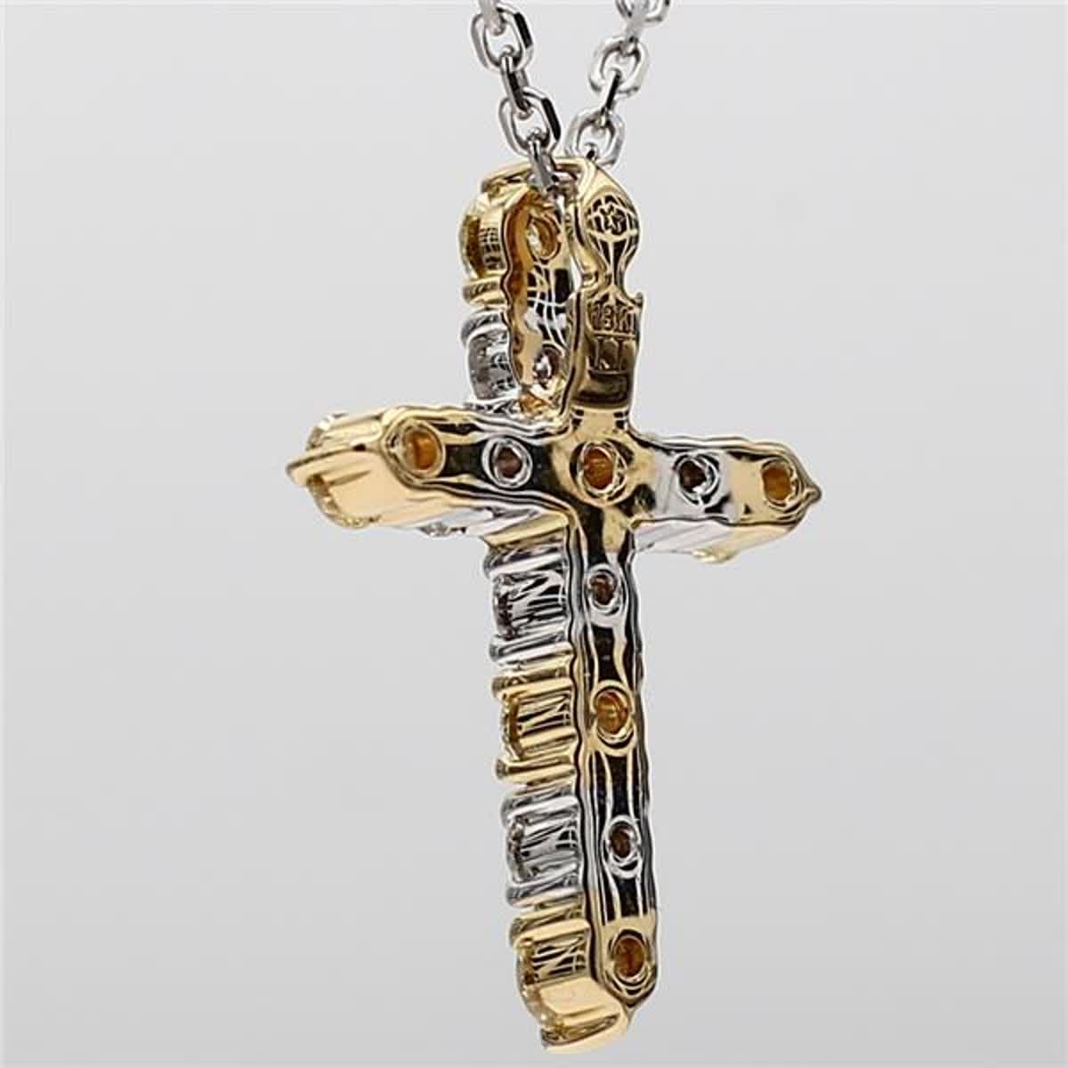 Natural Yellow Round and White Diamond .90 Carat TW Gold Cross Pendant In New Condition For Sale In New York, NY
