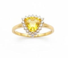 Natural Yellow Sapphire 0.75CTS & Diamond 0.15CTS Ring in 18k Gold