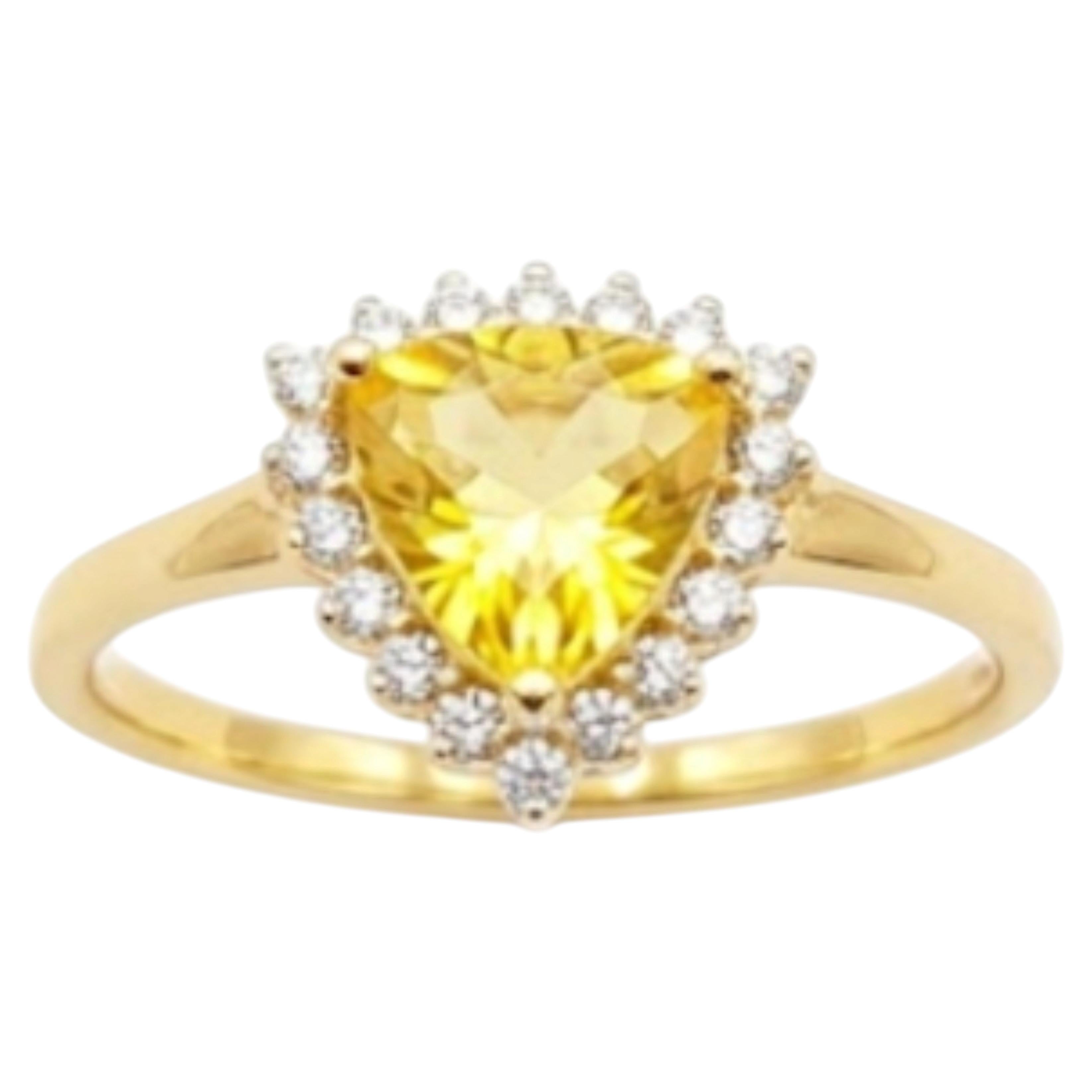 Natural Yellow Sapphire 0.75CTS & Diamond 0.15CTS Ring in 18k Gold For Sale