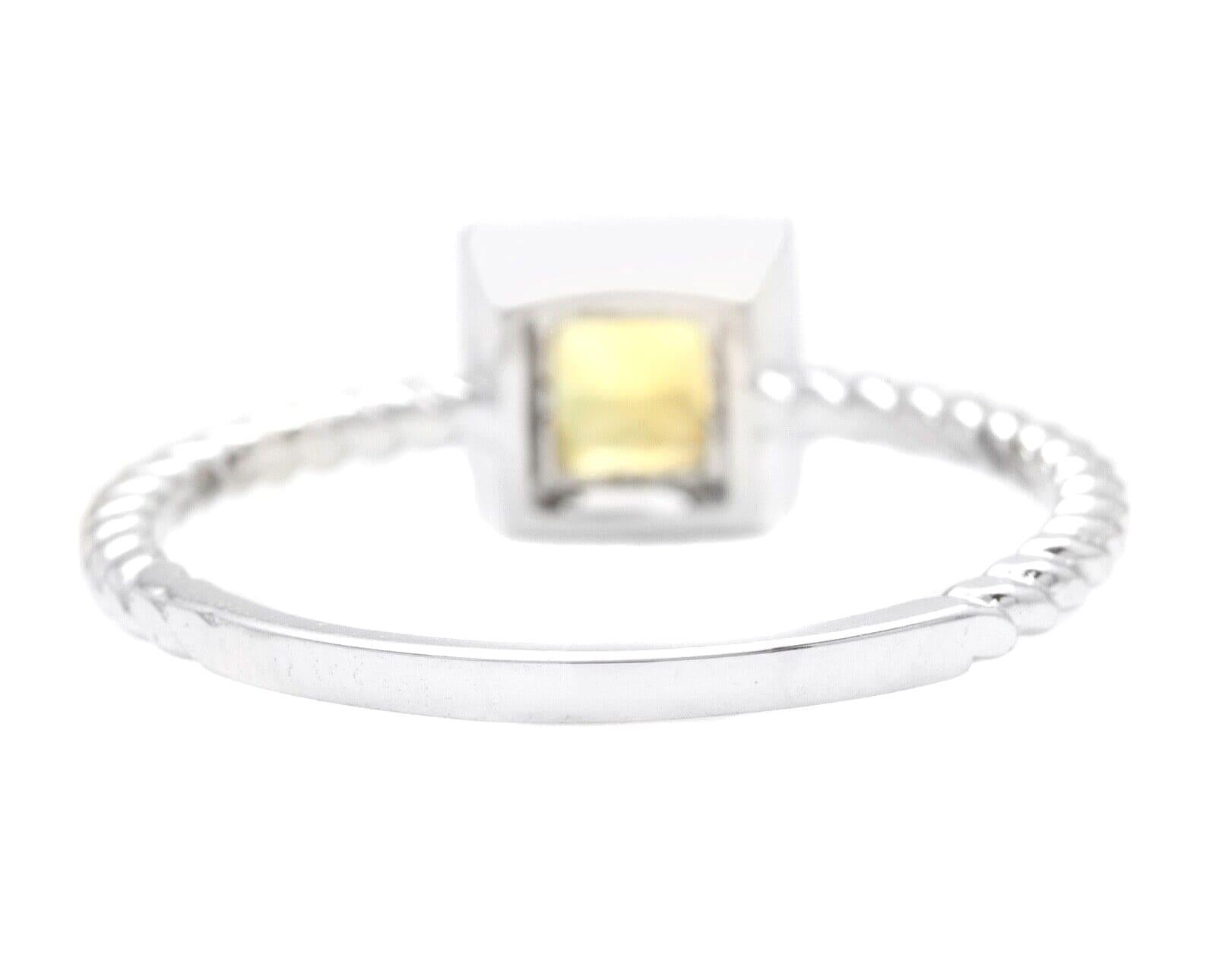 Mixed Cut Natural Yellow Sapphire 14K Solid White Gold Ring For Sale