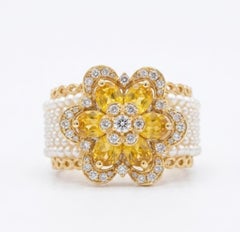 Natural Yellow Sapphire 1.50CTS & Diamond 0.22CTS Ring in 18k Gold