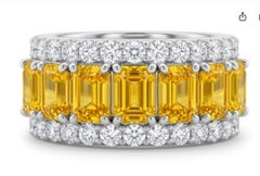 Bague en or 14 carats sertie d'un saphir jaune naturel de 3,30 carats et de diamants de 0,75 carat