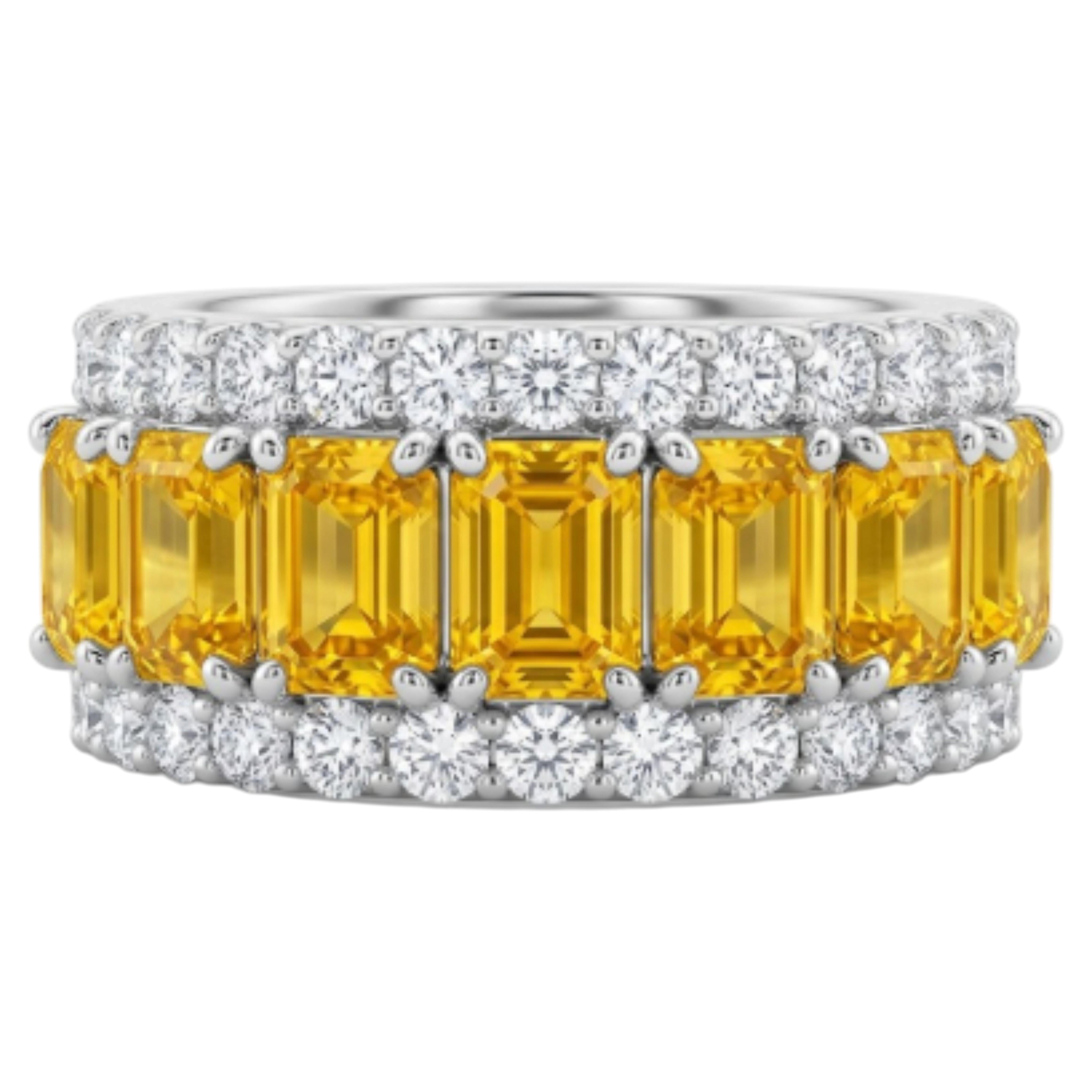 Designer 14K Gold Yellow Sapphire 3.30ct & Diamond 0.75ct Ring