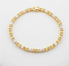 Natural Yellow Sapphire 6.35CTS & Diamond 1.90CTS Bracelet in 14k Yellow Gold