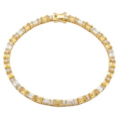 Bracelet en or jaune 14 carats serti d'un saphir jaune naturel de 6,35 carats et de diamants de 1,90 carats