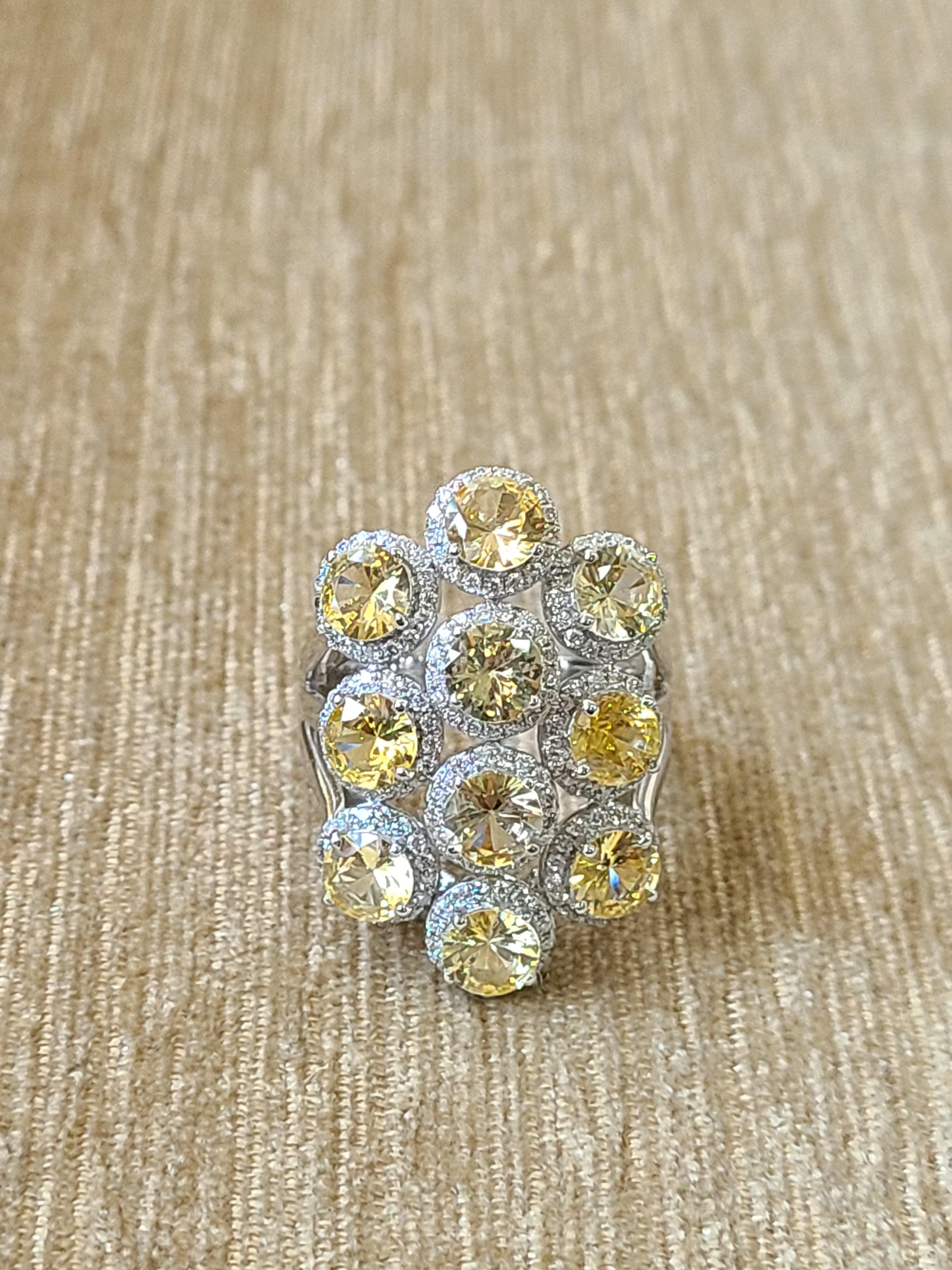 Natural Yellow Sapphire and Diamond Ring Set in 18 Karat Gold 1