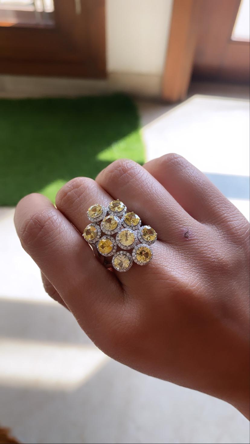 Natural Yellow Sapphire and Diamond Ring Set in 18 Karat Gold 2