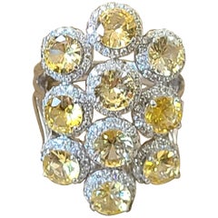 Natural Yellow Sapphire and Diamond Ring Set in 18 Karat Gold
