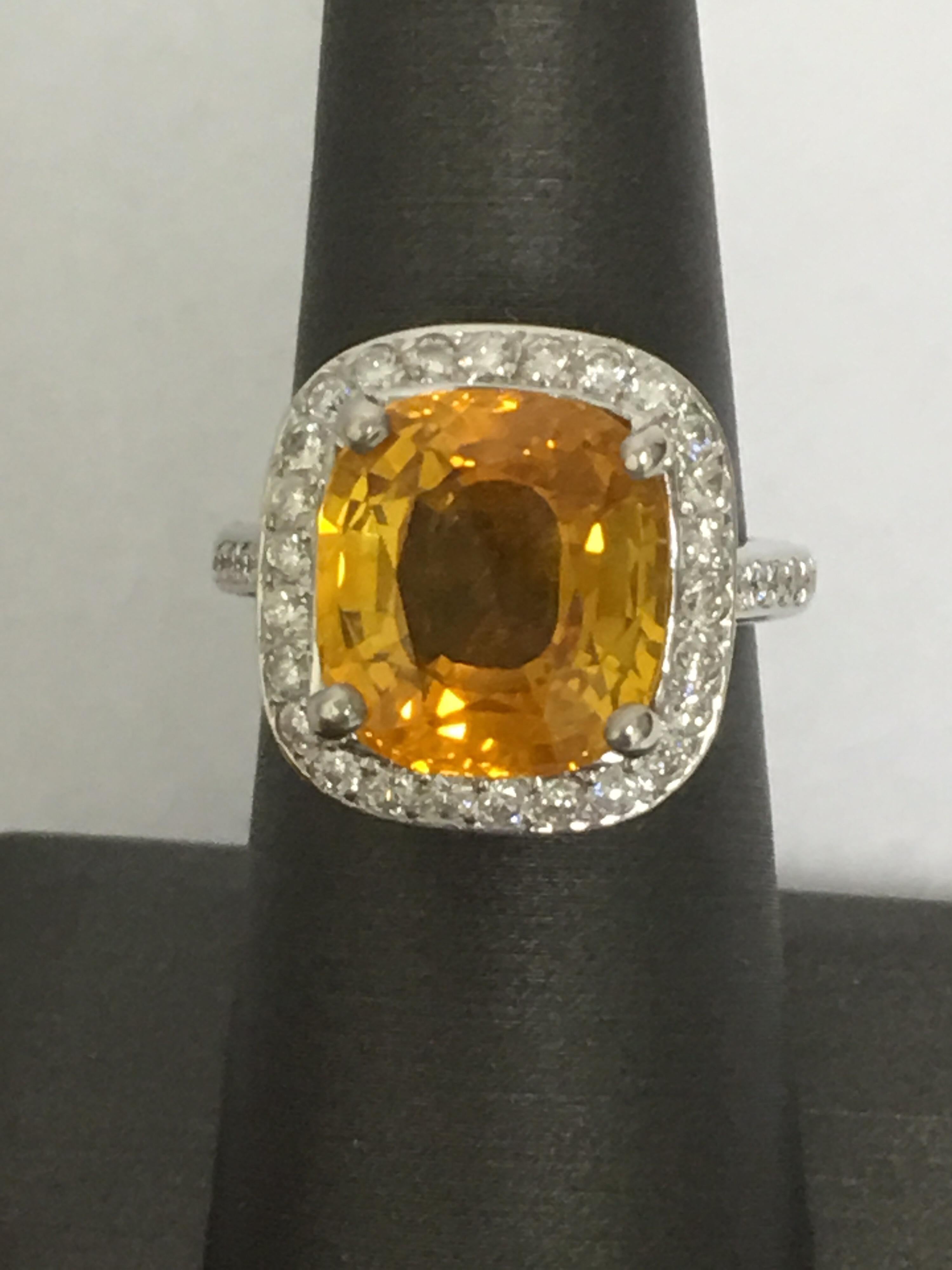 Natural Yellow Sapphire and Diamonds Ring 4