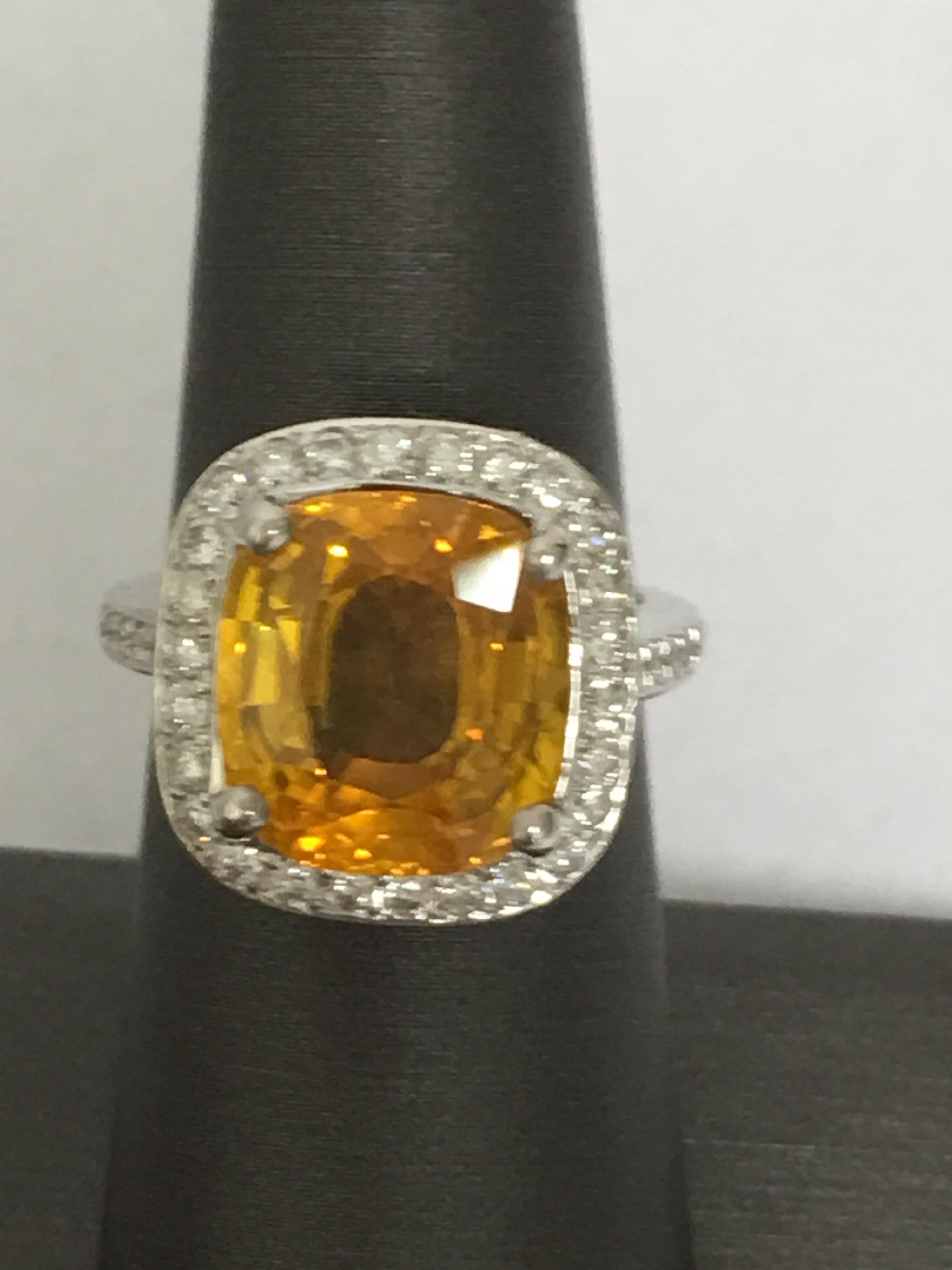 Natural Yellow Sapphire and Diamonds Ring 5
