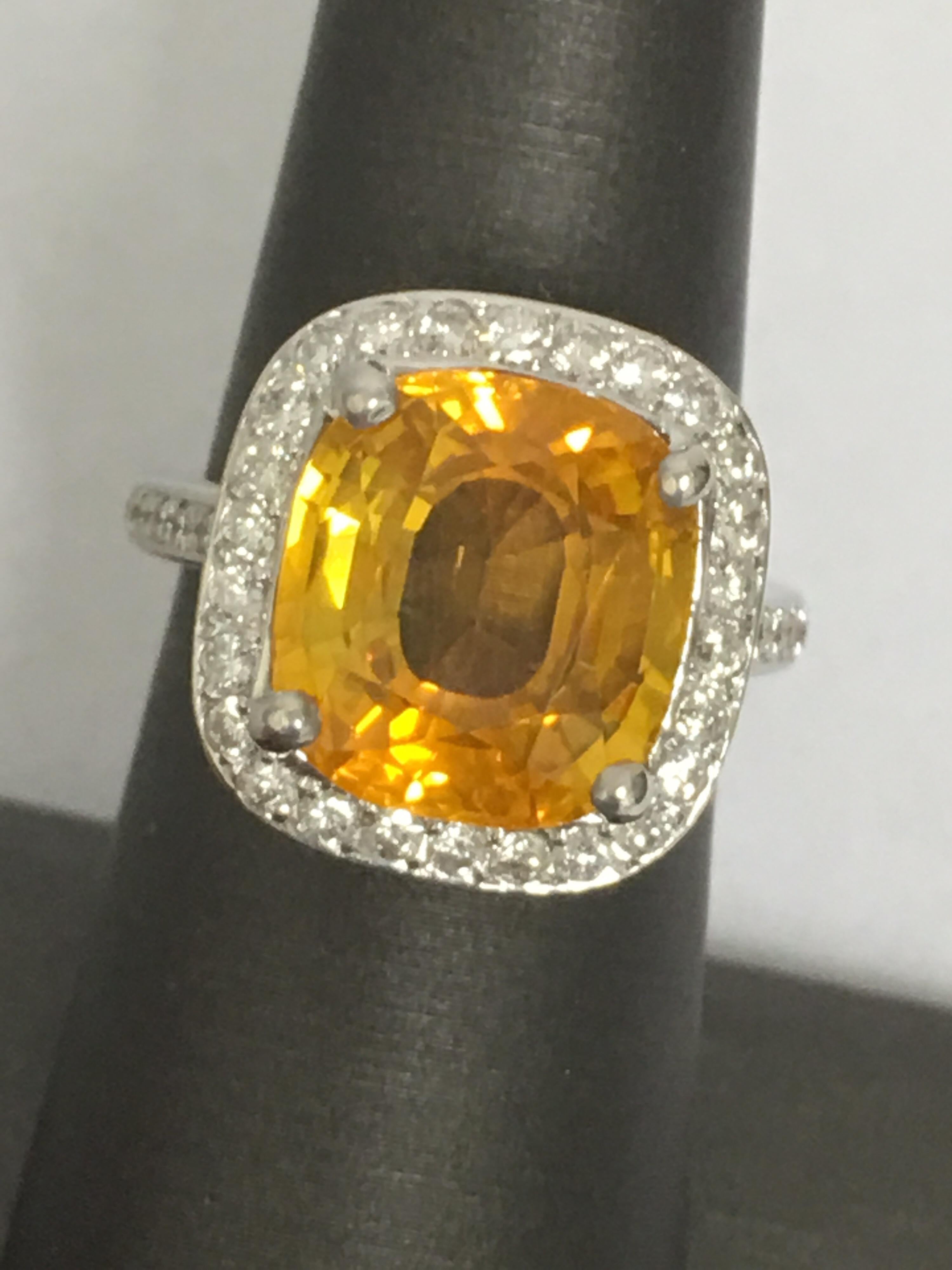 Natural Yellow Sapphire and Diamonds Ring 6