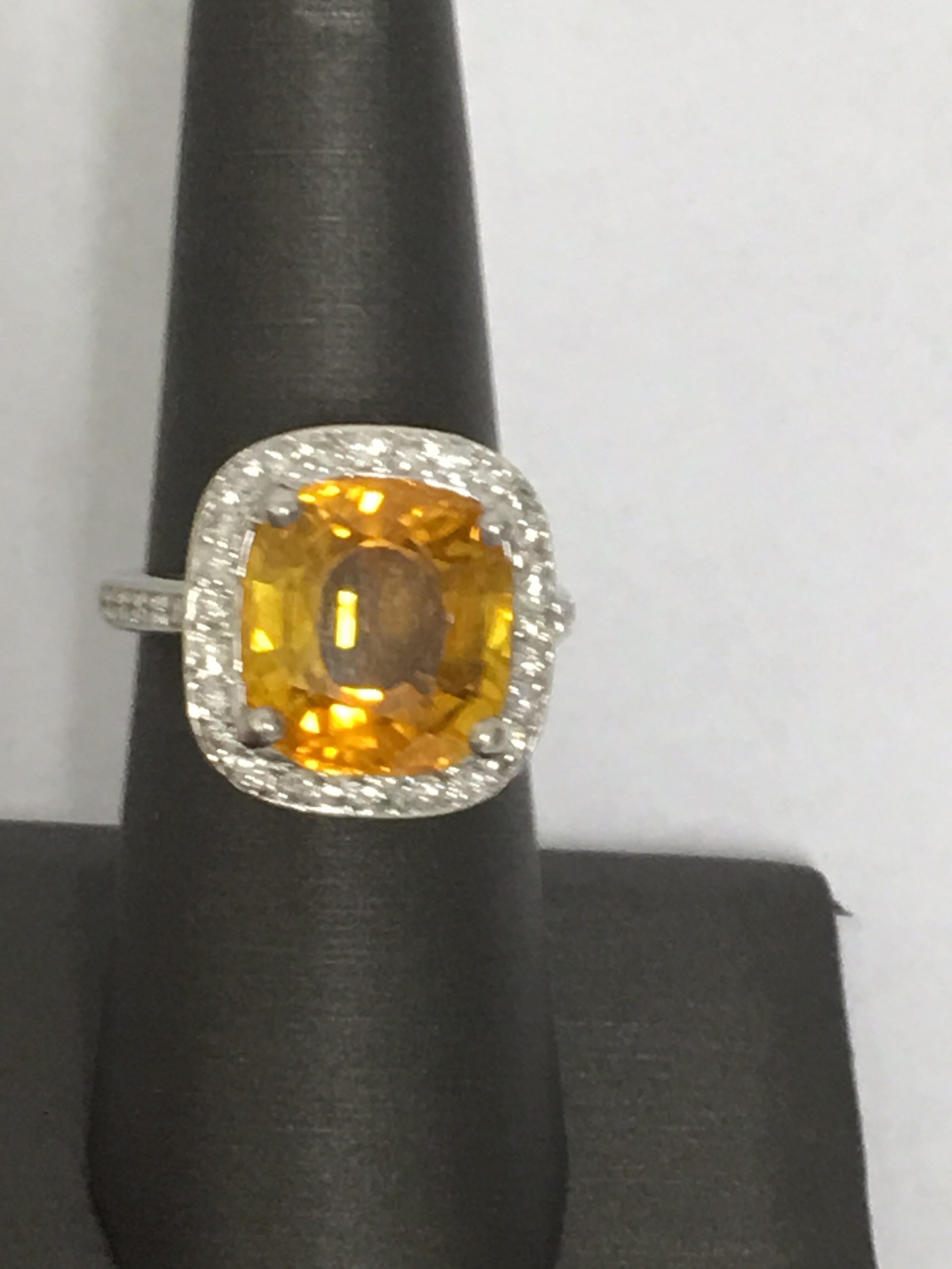 Natural Yellow Sapphire and Diamonds Ring 8