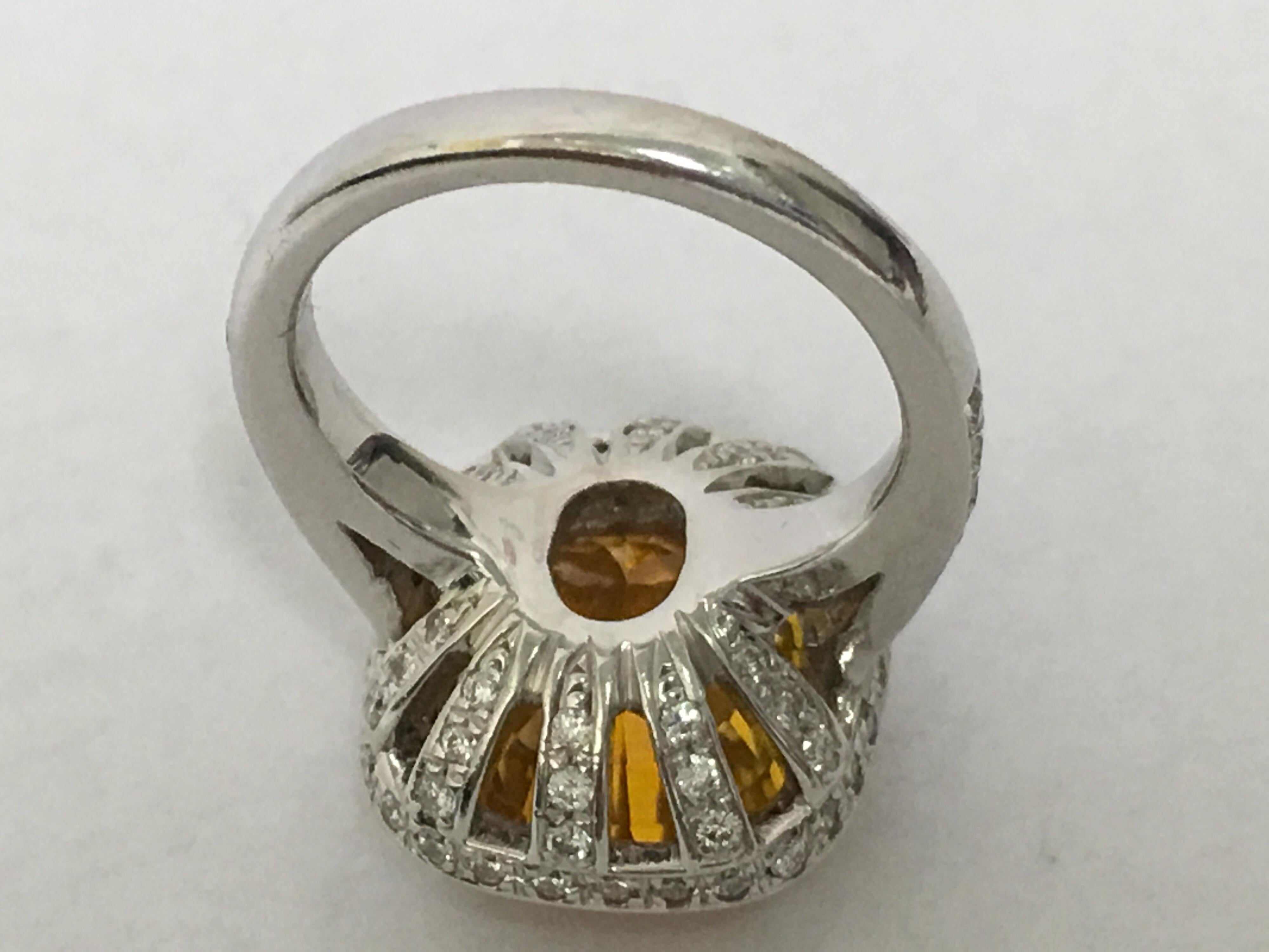 Modern Natural Yellow Sapphire and Diamonds Ring