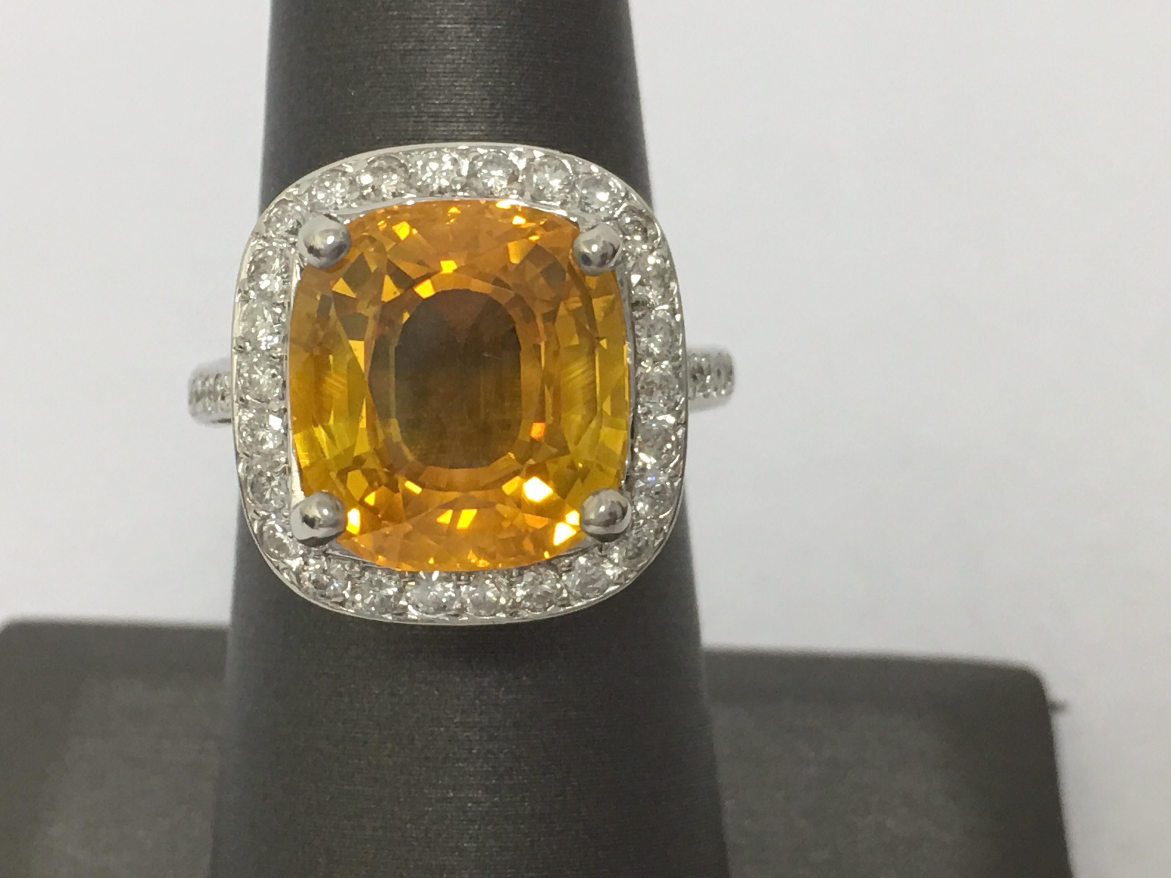 Natural Yellow Sapphire and Diamonds Ring 2