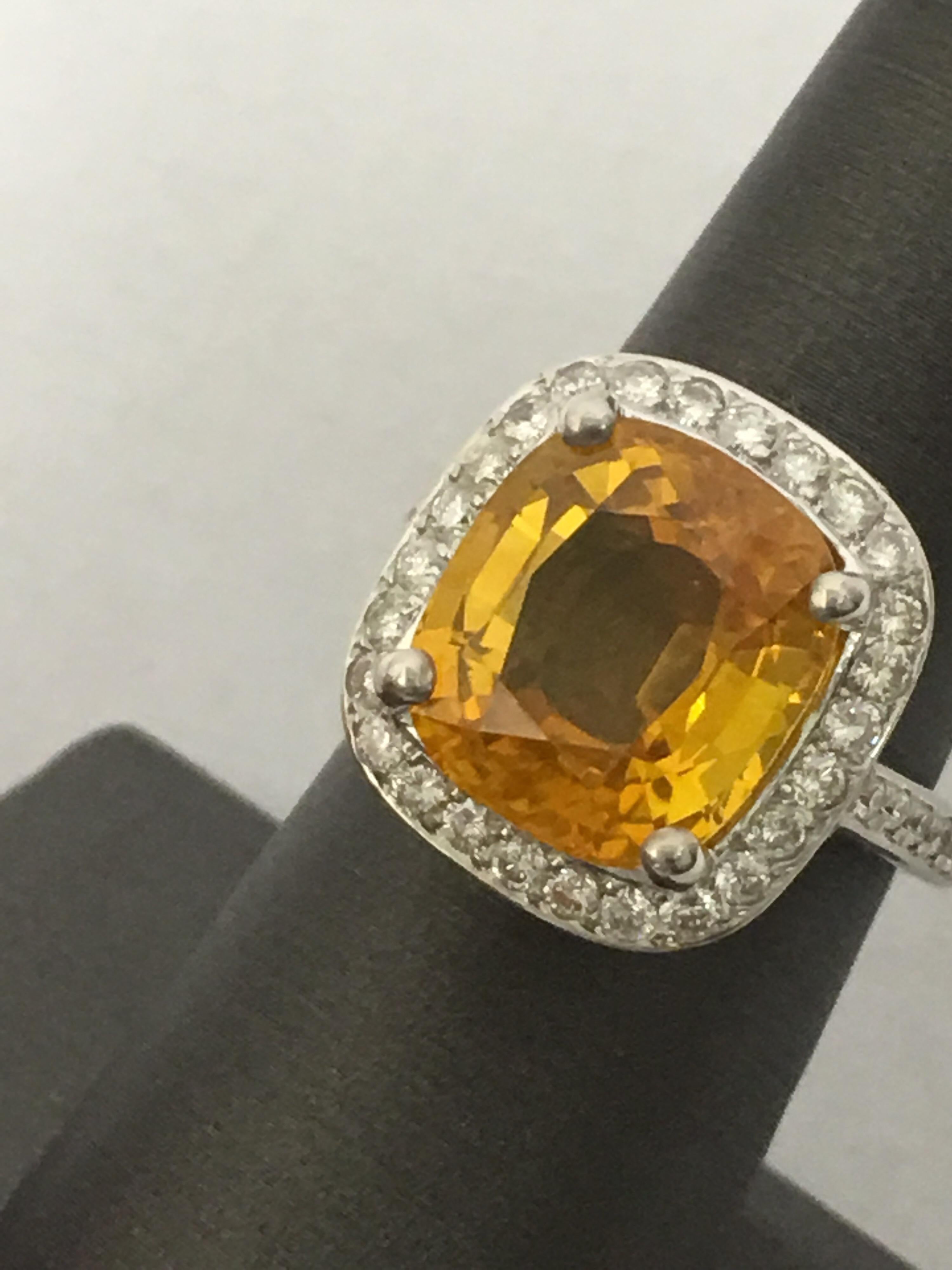 Natural Yellow Sapphire and Diamonds Ring 3