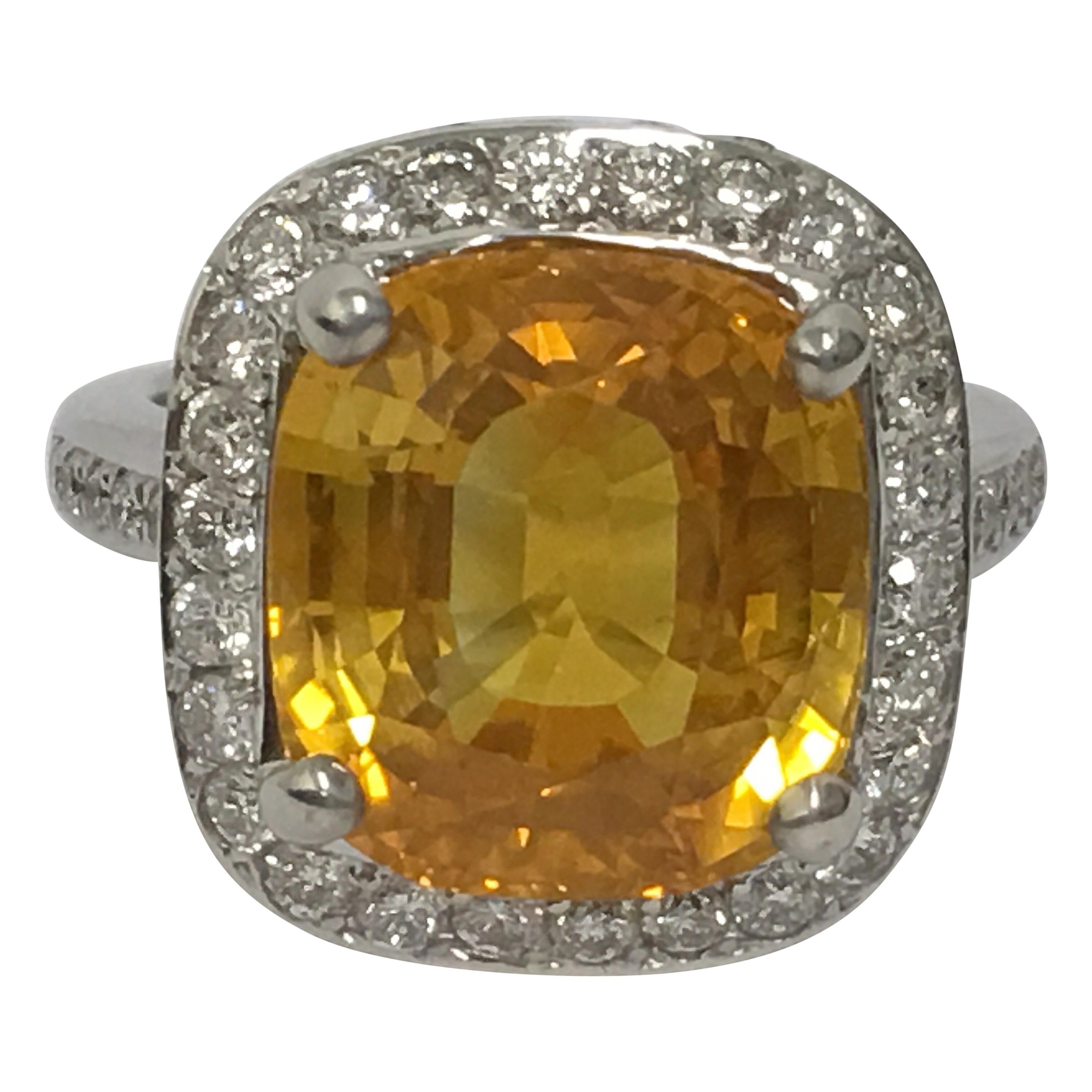 Natural Yellow Sapphire and Diamonds Ring