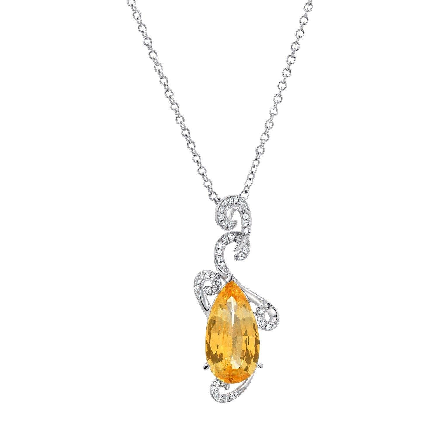 Natural Yellow Sapphire Pendant 5.13 Carats GRS Certified Ceylon Unheated In New Condition For Sale In Beverly Hills, CA