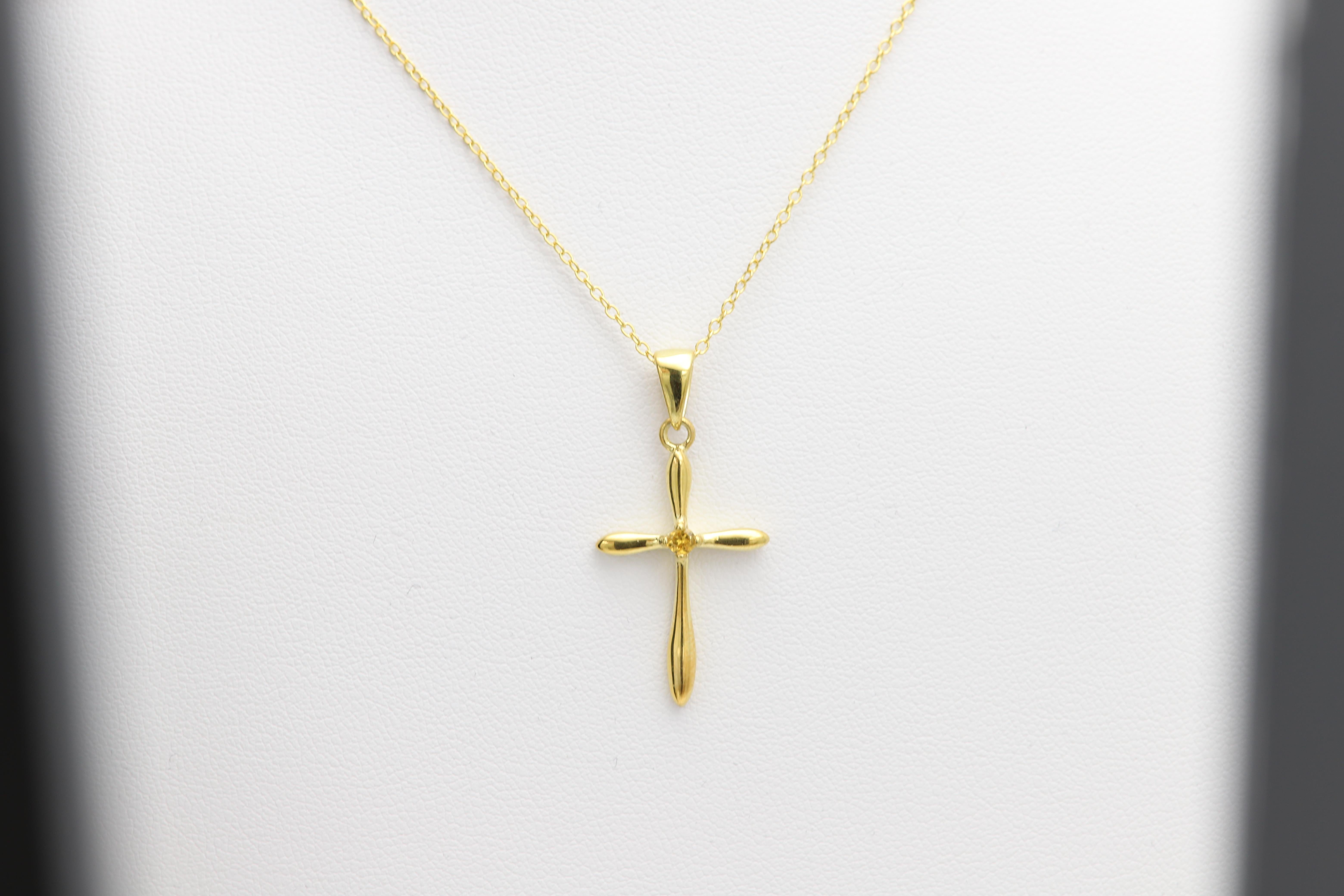 Natural Yellow Sapphire Cross Pendant Sterling Silver Cross in vendita 1