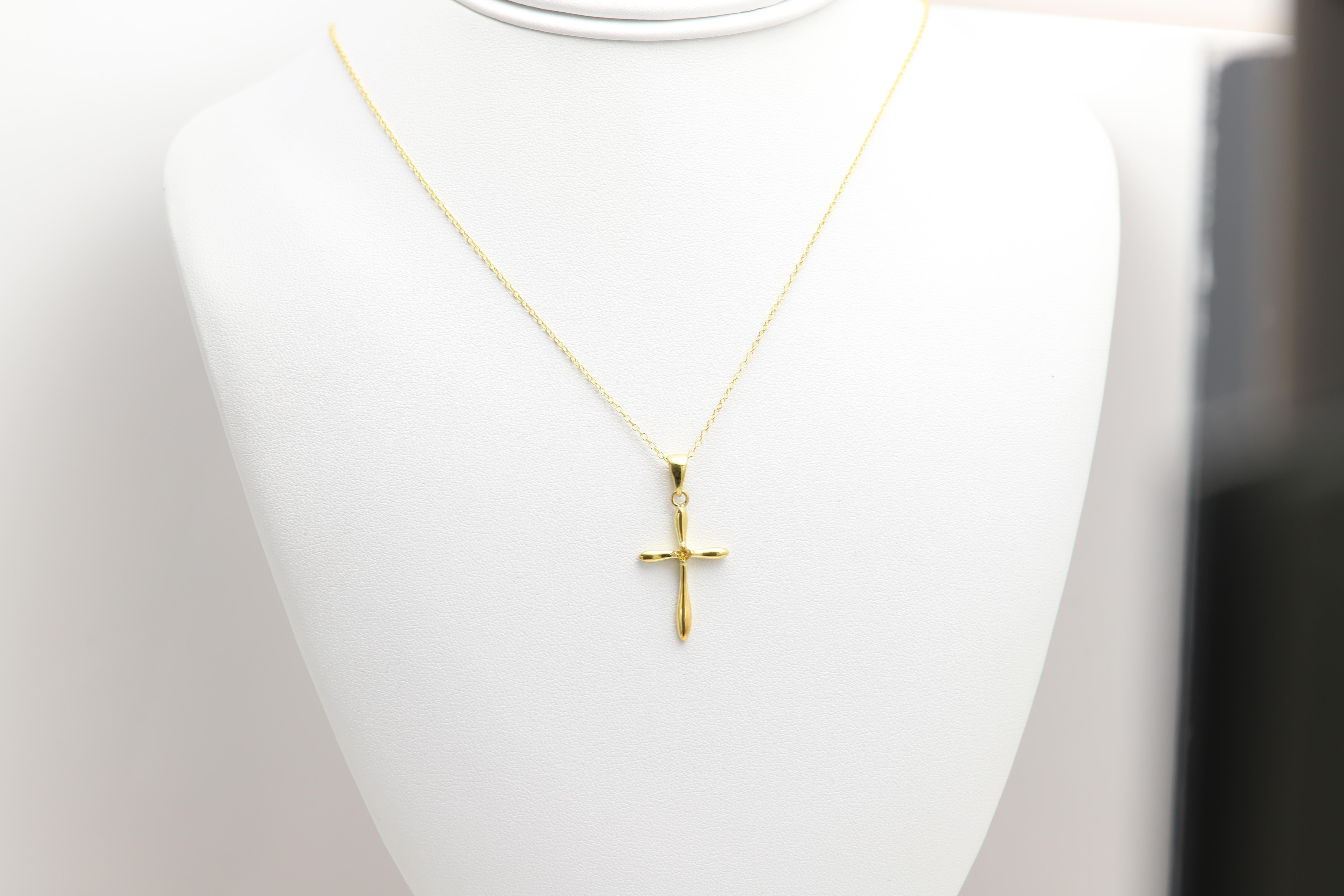Natural Yellow Sapphire Cross Pendant Sterling Silver Cross in vendita 2