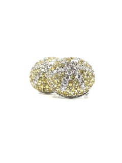 Natural Yellow Sapphire & Diamond, Starfish Puff Earrings in 18 Kt White Gold