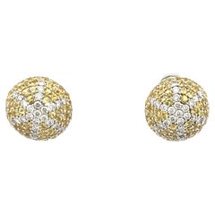 Boucles d'oreilles manchette étoile de mer en or blanc 18 carats, saphir jaune naturel et diamant 