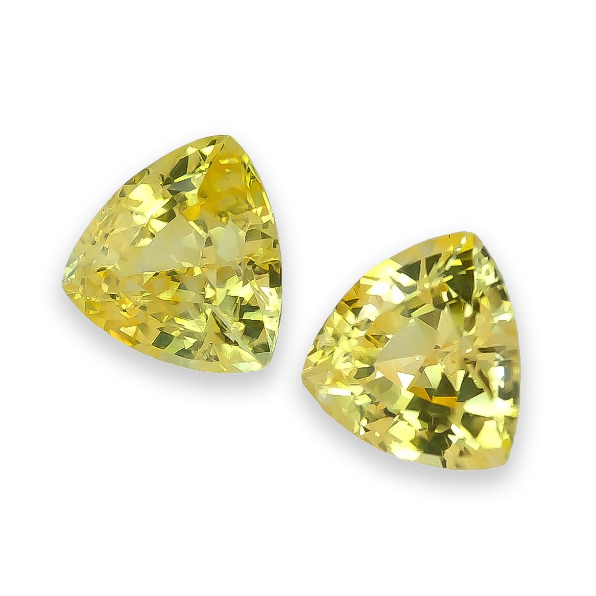 Taille mixte Paire de saphirs jaunes naturels assortis de 2,33 carats / JupiterGem en vente