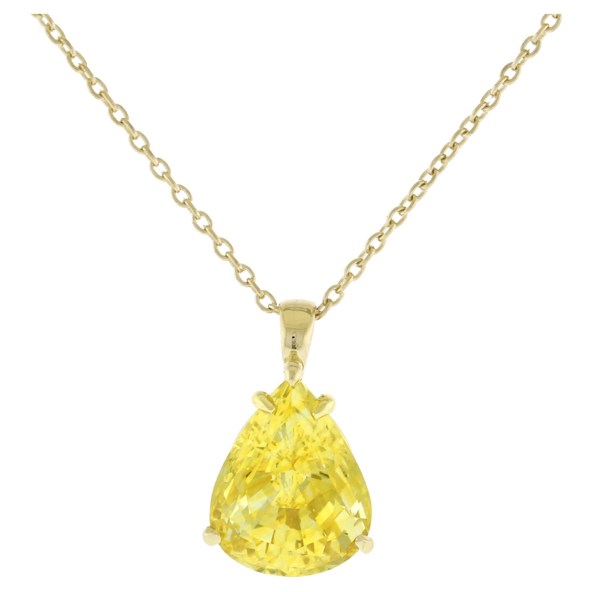Natural Yellow Sapphire Pendant Necklace