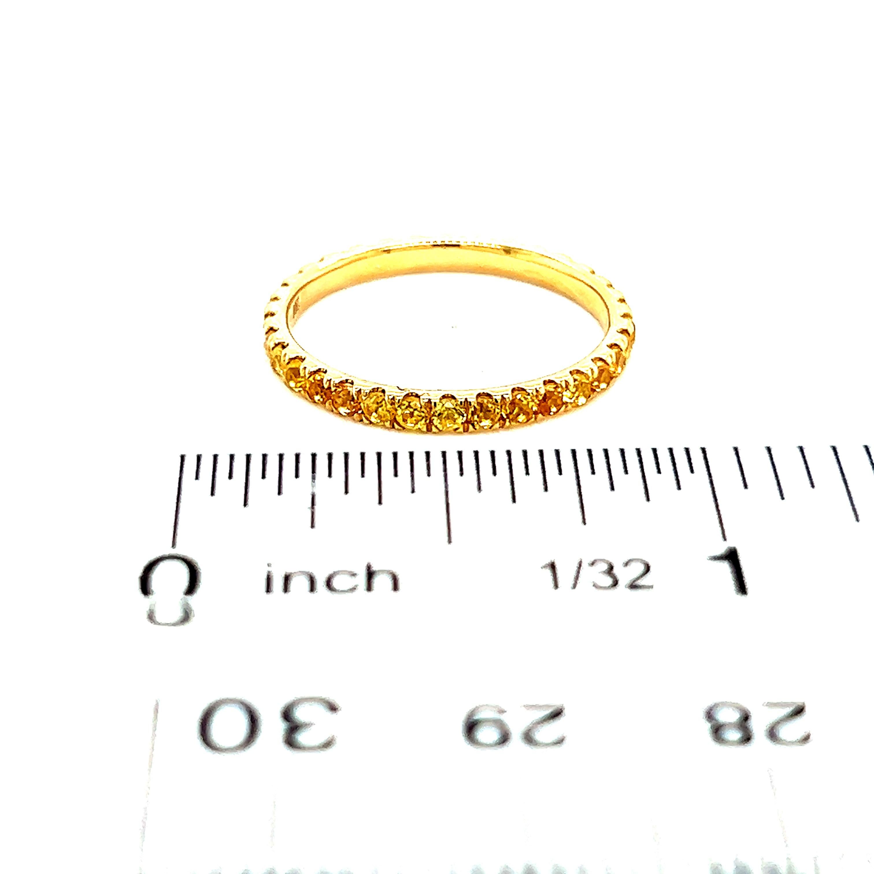 Round Cut Natural Yellow Sapphire Ring 6.5 14k Y Gold 0.66 TCW Certified For Sale