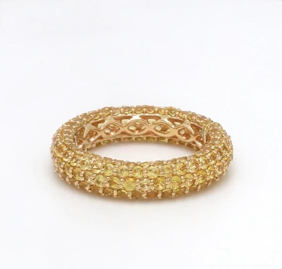 Donna Anello con zaffiro giallo naturale in oro 14k in vendita